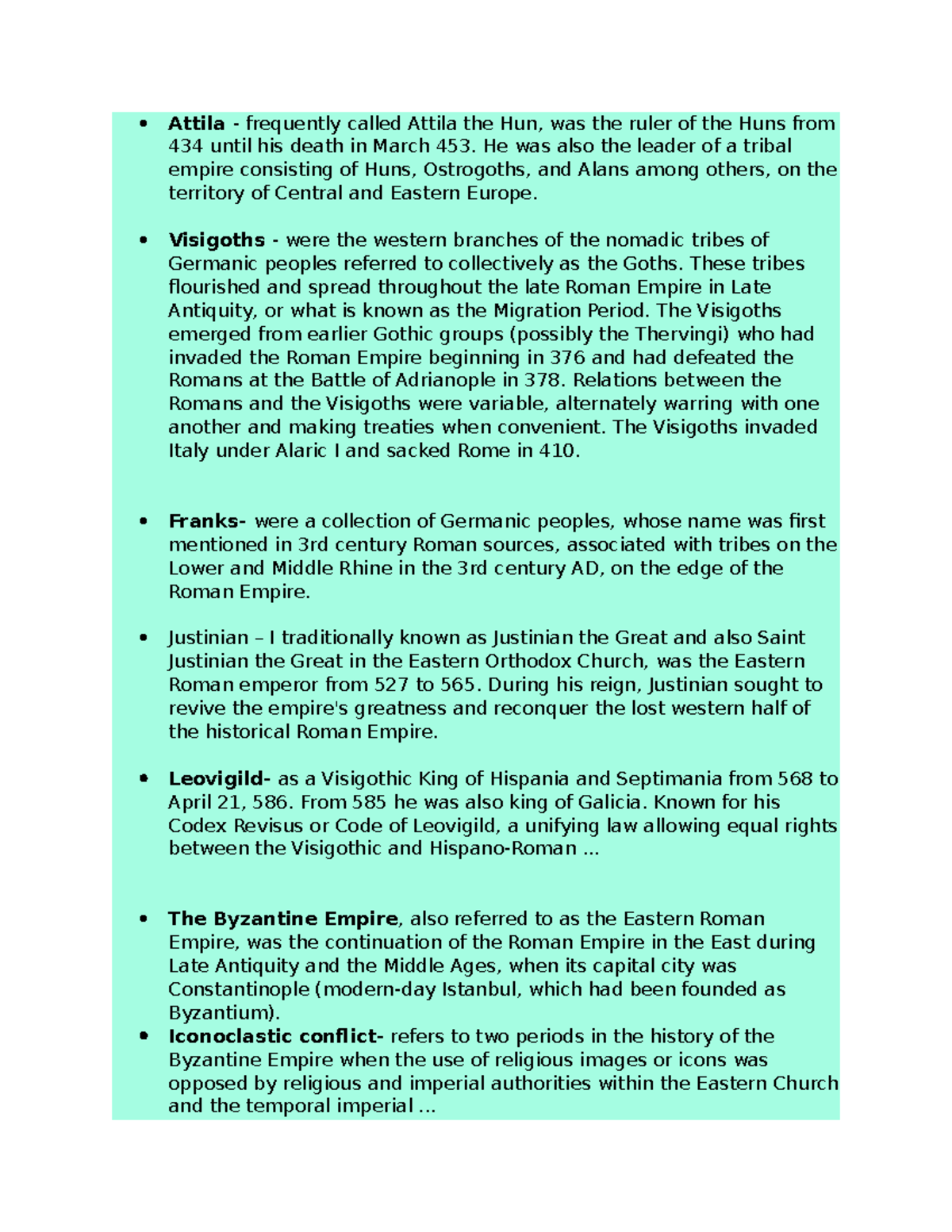 History Terms and Key Figures in Late Antiquity and Early Islam - Studocu
