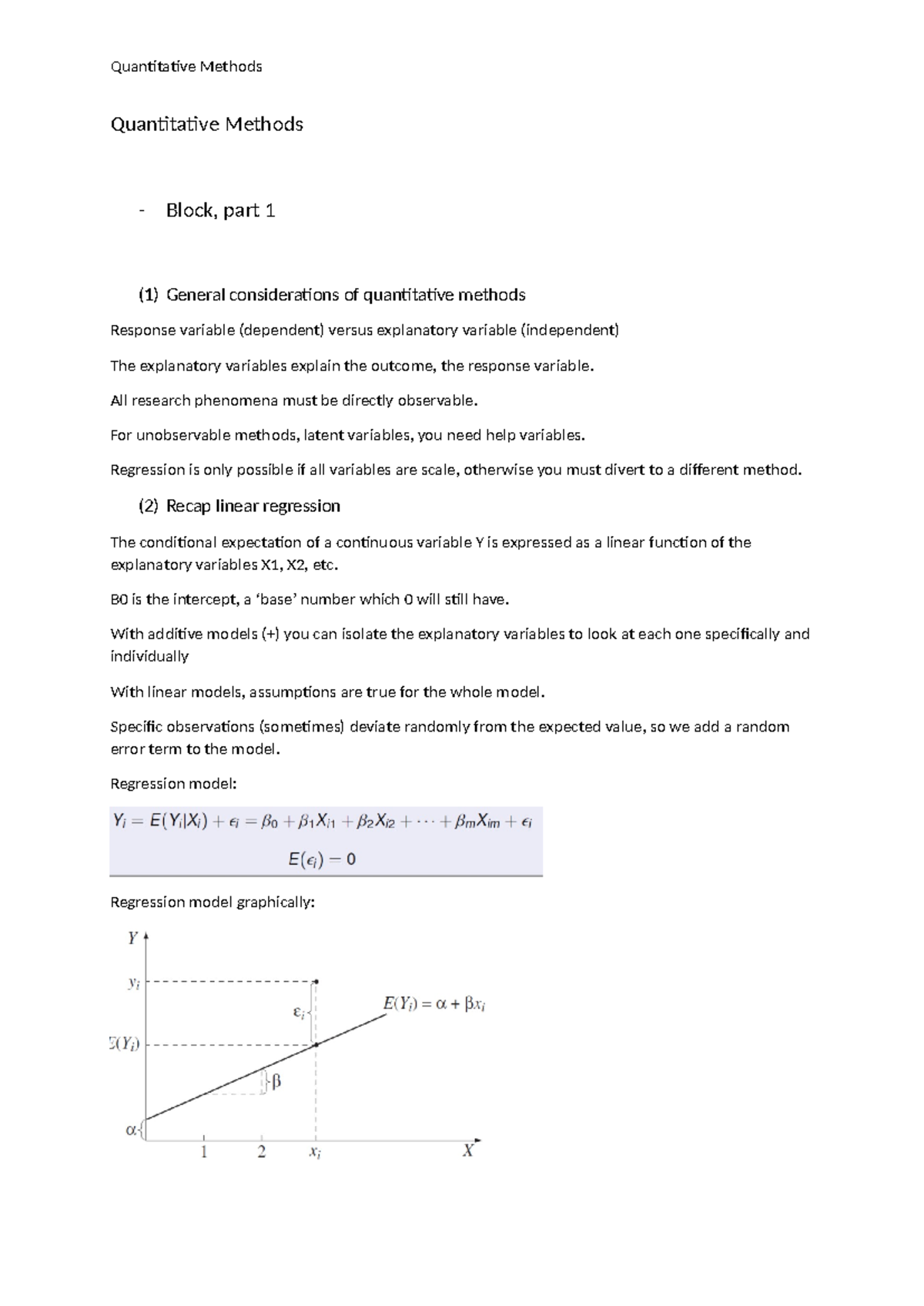Quantitative Methods Notes (QM 101): Regression & Structural Models ...
