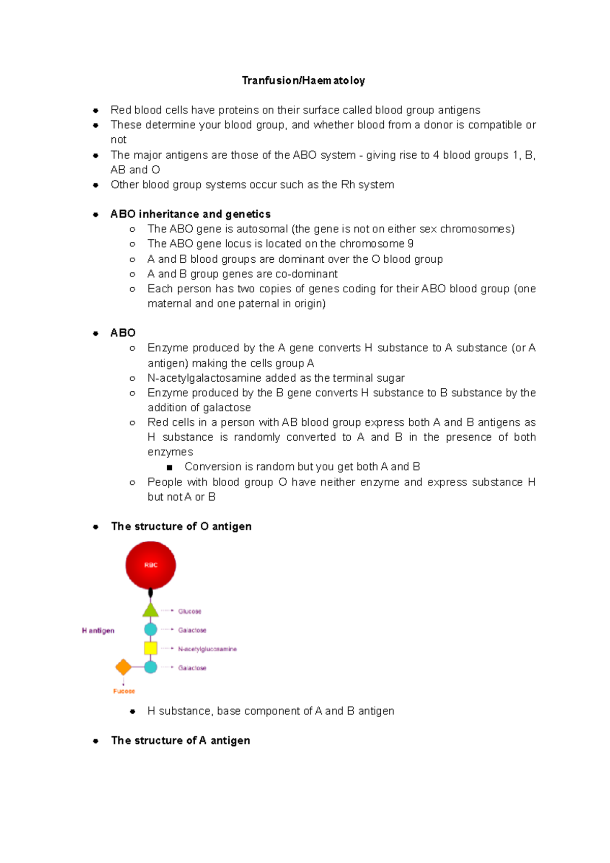 Haematology notes - Tranfusion/Haematoloy Red blood cells have proteins ...