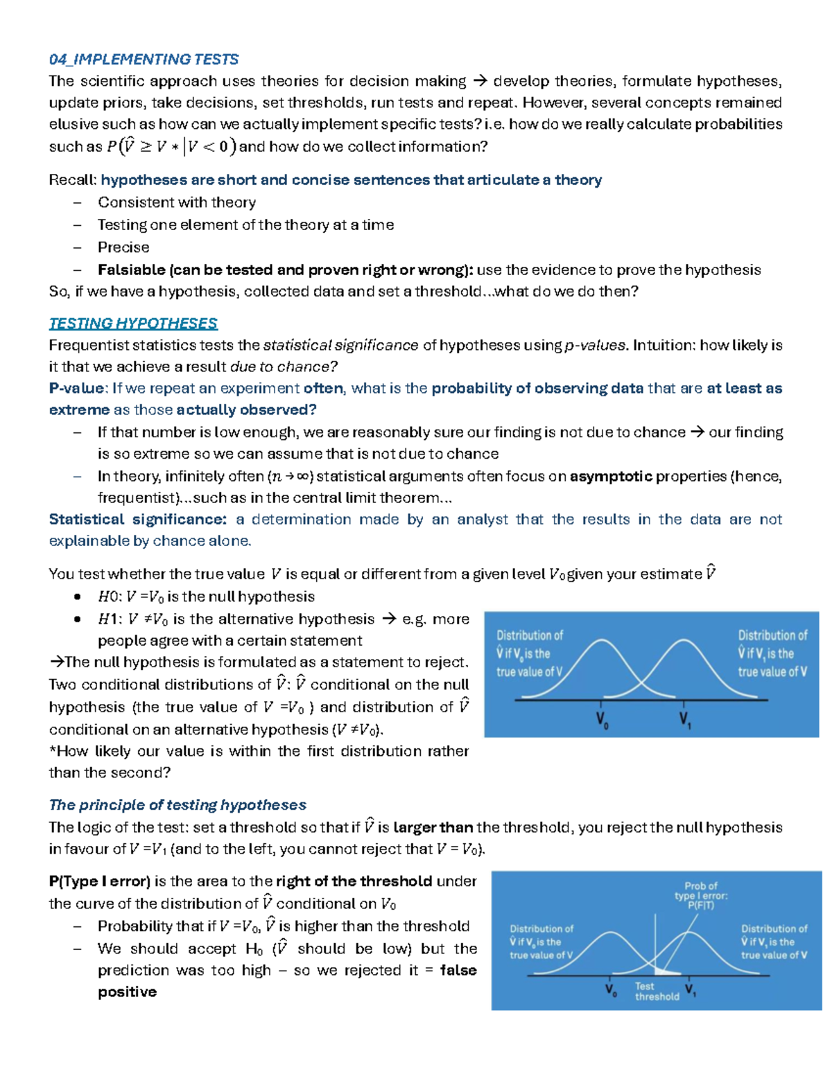04 Implementing tests: A guide to hypothesis testing and analysis - Studocu