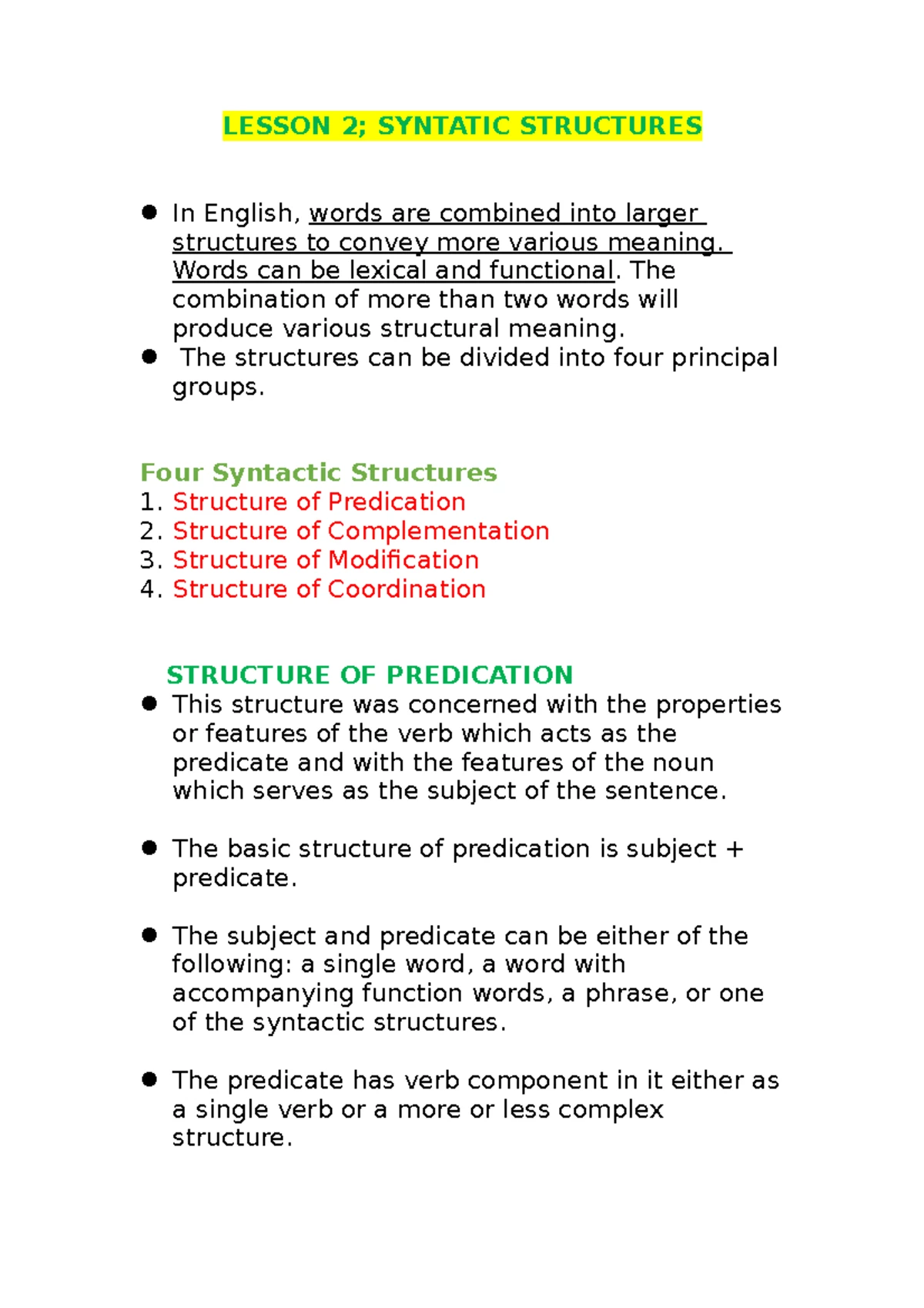 Syntactic Structure: Understanding the Elements of Predication