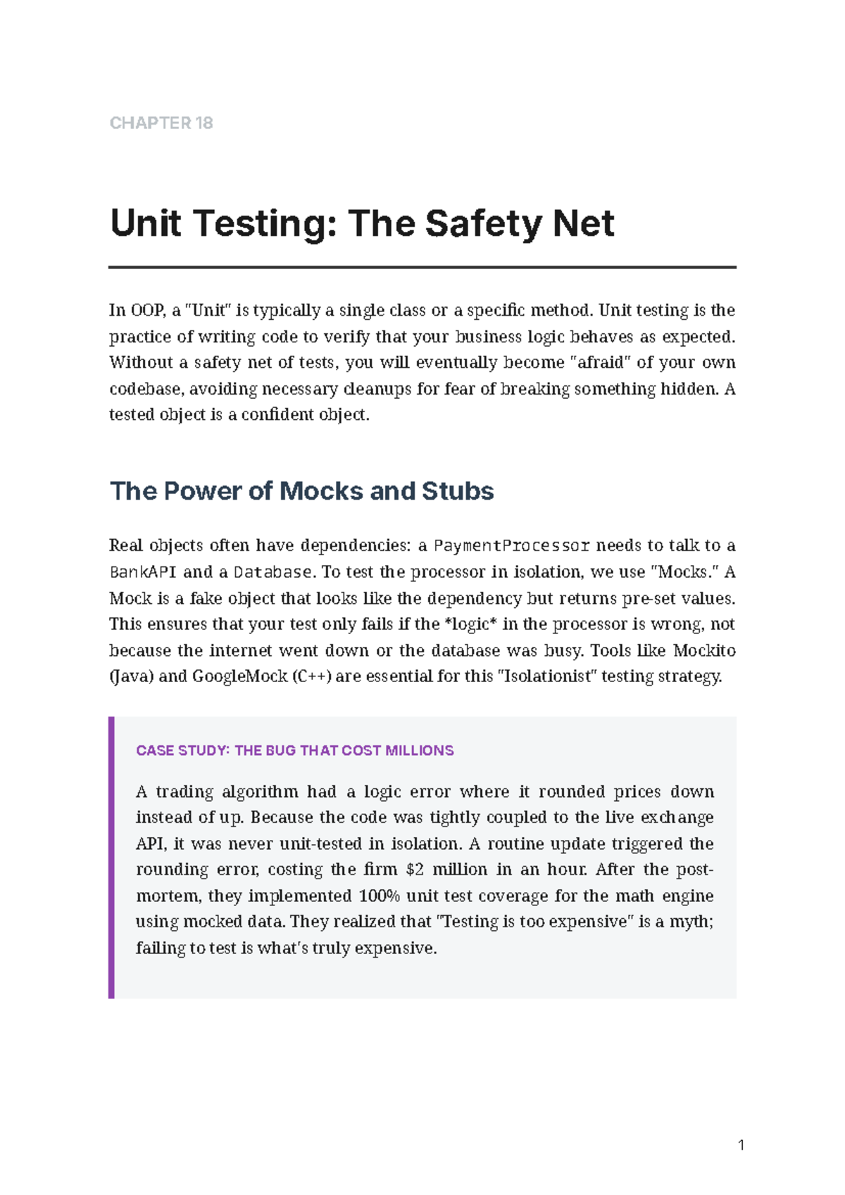OOP CH18: Unit Testing - The Safety Net in Software Development - Studocu