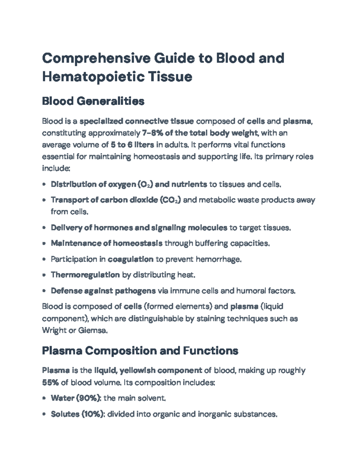 Hematology Study Guide: Comprehensive Overview of Blood Components ...