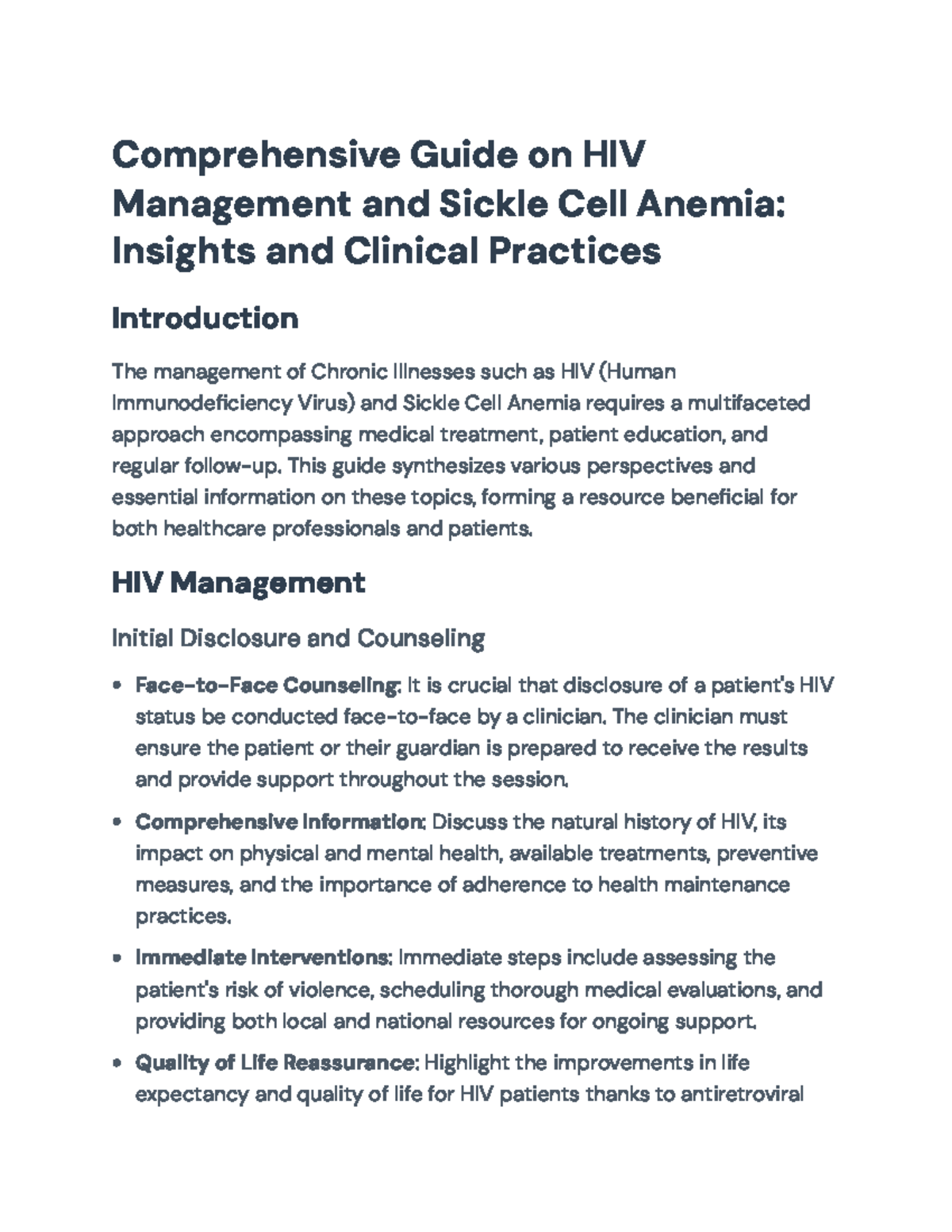 HIV & Sickle Cell Anemia Management Guide (Final Exam) - Studocu