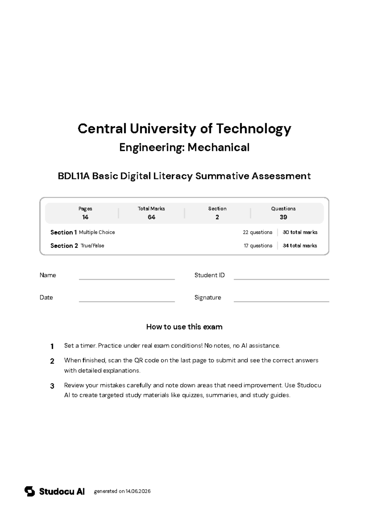 BDL11A Basic Digital Literacy Final Exam - Studocu