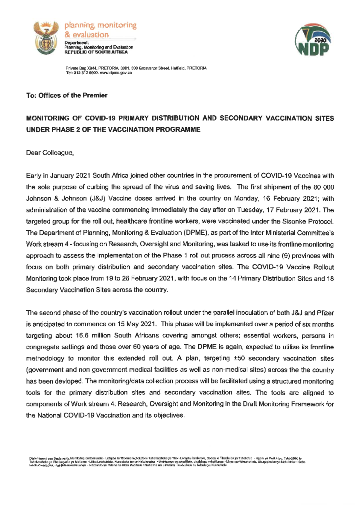 Vaccination Rollout Monitoring (Letter for OTP) - planning, monitoring ...