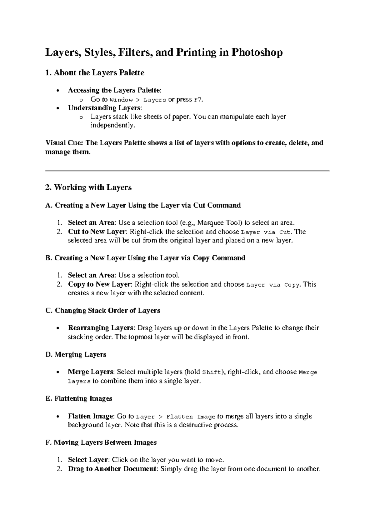 Unit 4 Photoshop: Layers, Styles, Filters & Printing Guide - Studocu