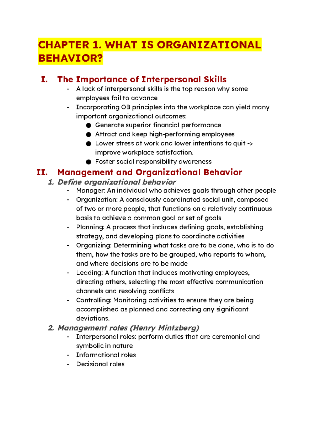 OB NOTE - Final Exam: Understanding Organizational Behavior and ...