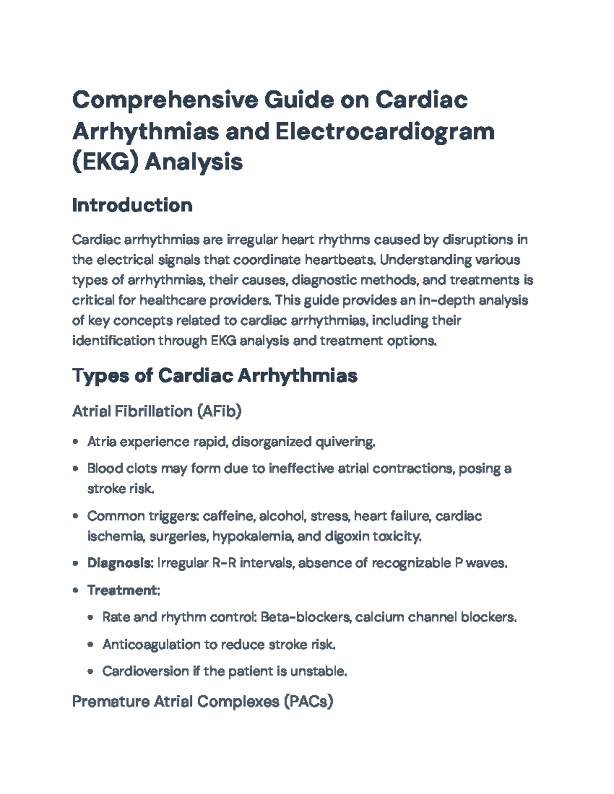 Comprehensive Guide on Cardiac Arrhythmias and EKG Analysis ...