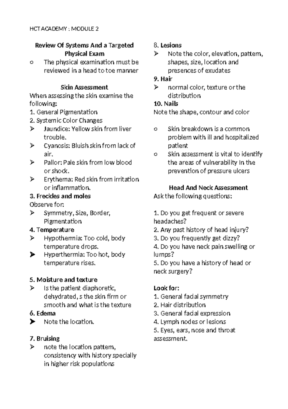 Comprehensive Physical Exam & Review of Systems Guide for Assessments ...