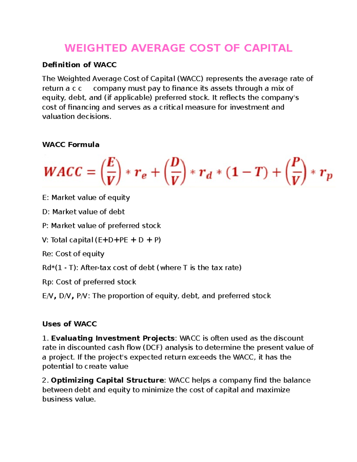 WA Con Cac - fqfdfff - WEIGHTED AVERAGE COST OF CAPITAL Definition of ...