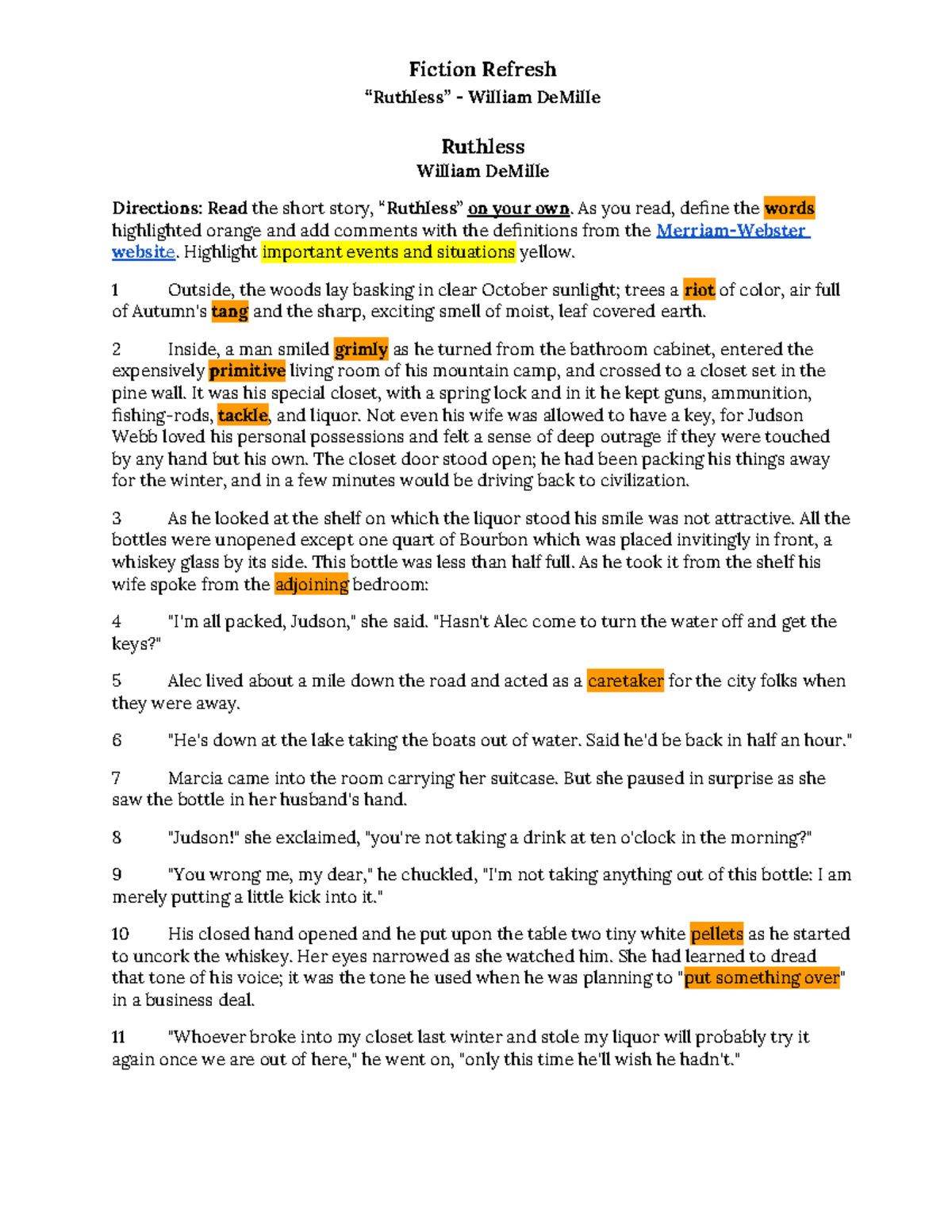 Ruthless Analysis and Enrichment Activity for English Literature (ENG ...