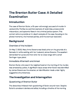 The Brenton Butler Case: Racial Profiling and Coerced Confessions ...