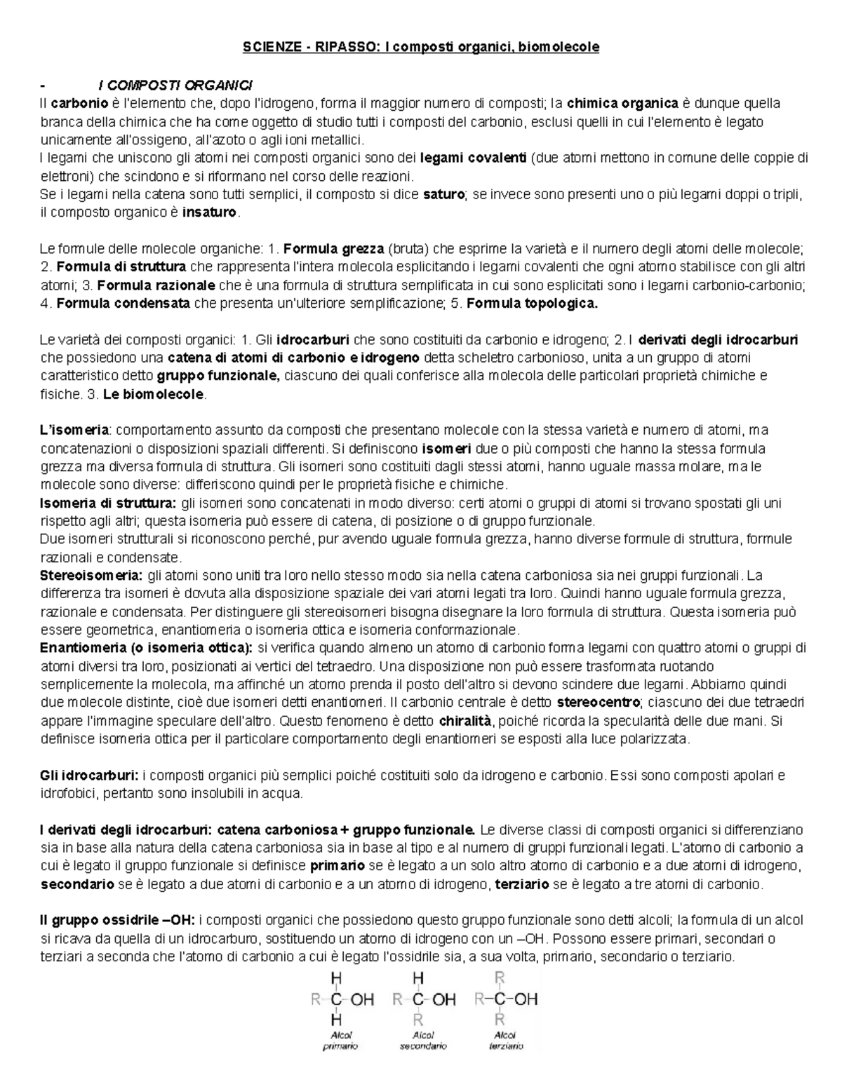 Scienze - Ripasso i composti organici, biomolecole - SCIENZE - RIPASSO ...