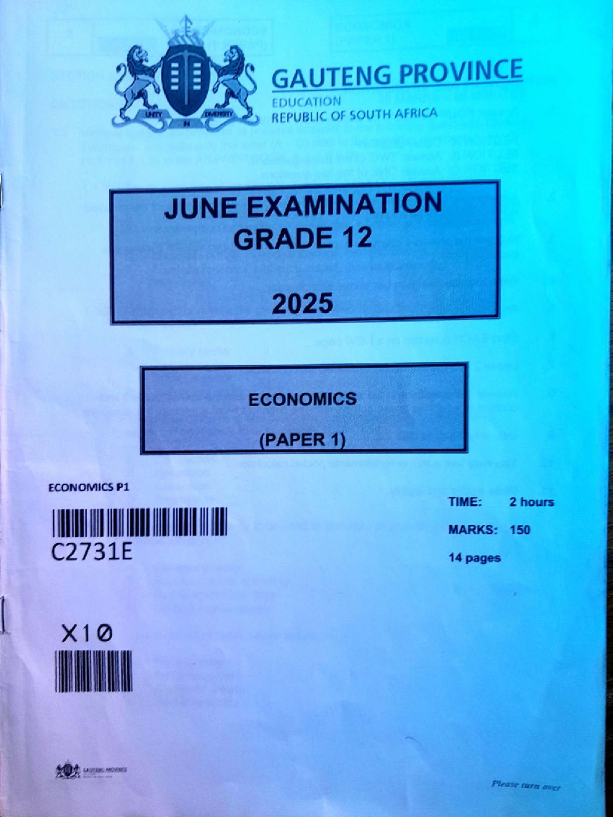 Economics Gr 12 June Exam Paper 1 (C2731E) 2025 - Studocu