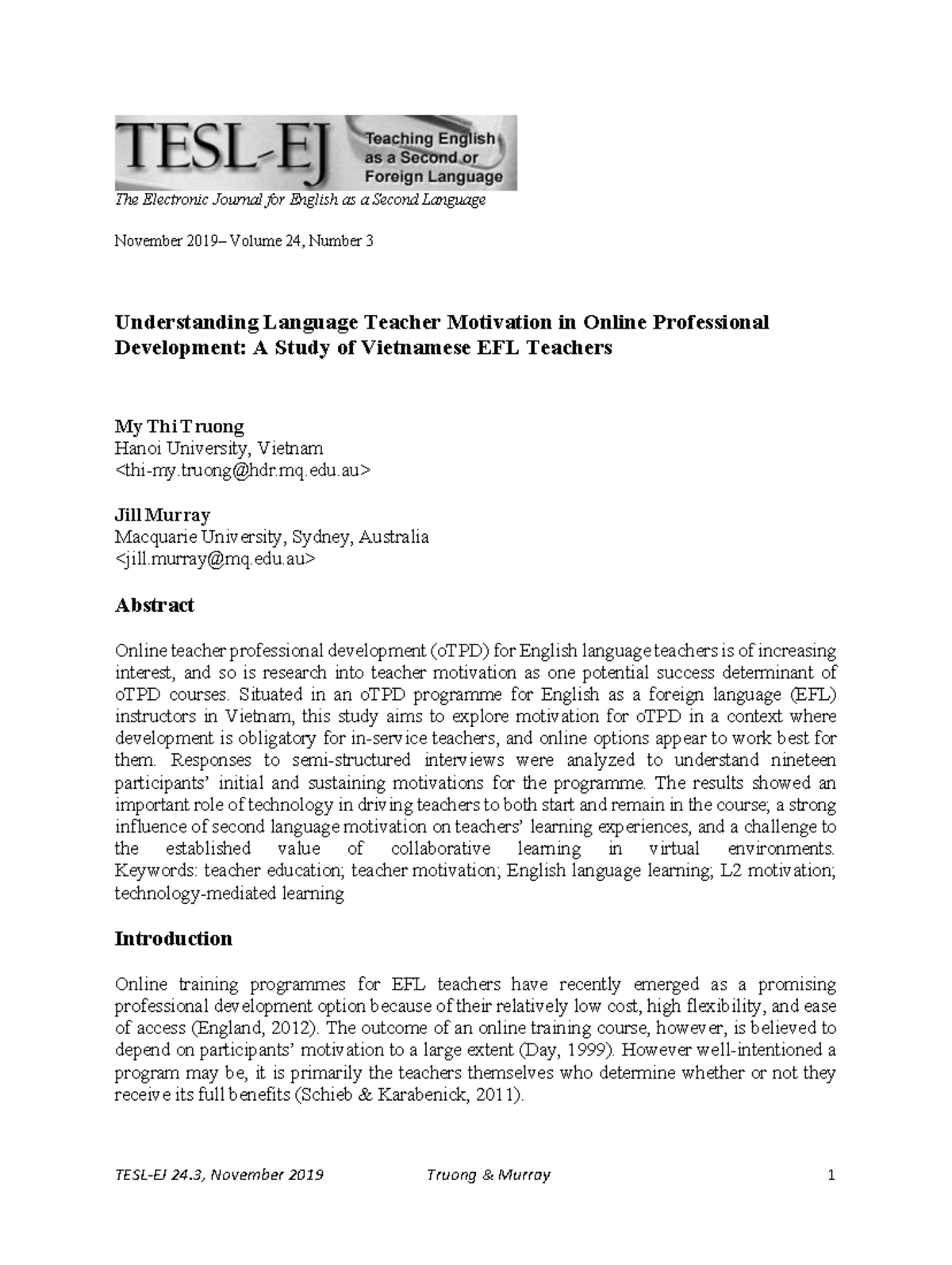 A1x - Understanding EFL Teacher Motivation in Online PD: A Study in ...