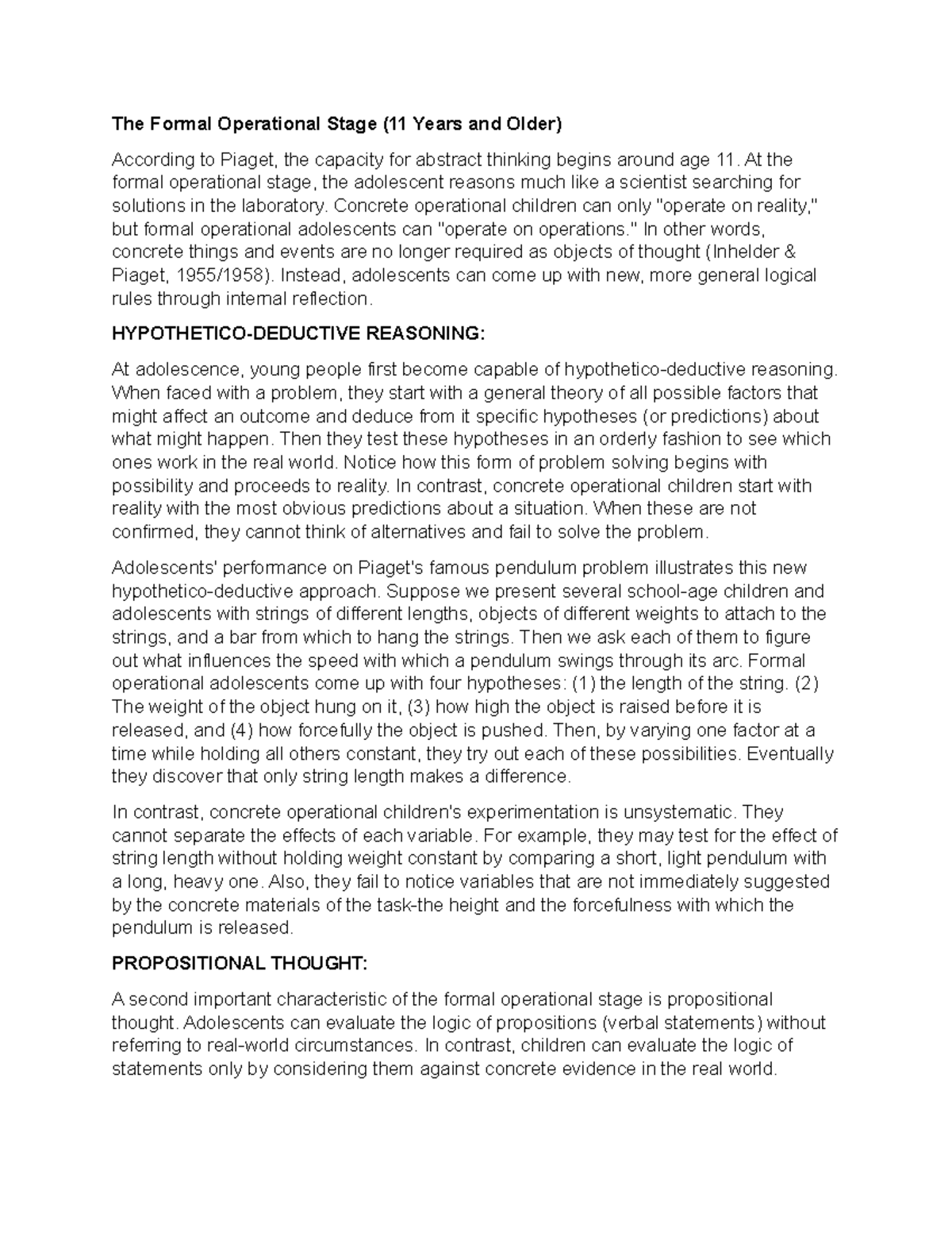 Understanding the Formal Operational Stage: Piaget's Insights on ...