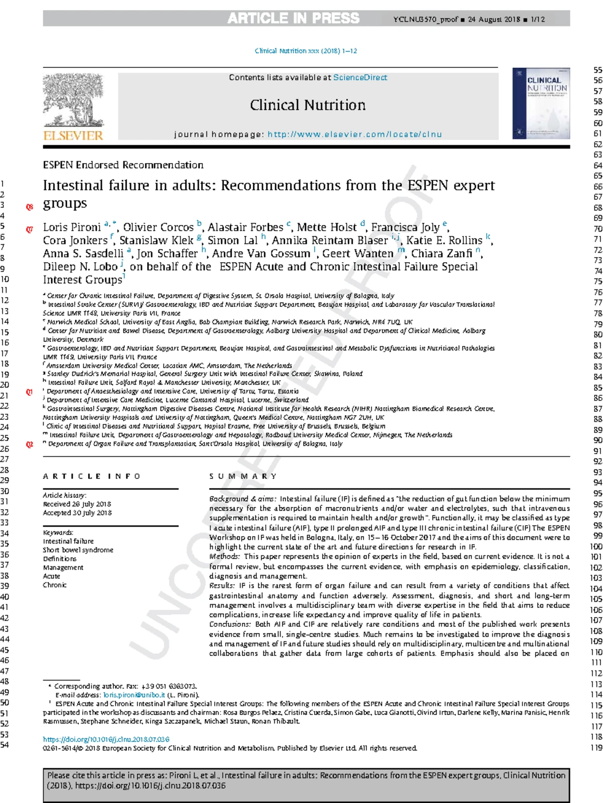 ESPEN Guidelines on Clinical Nutrition for Acute & Chronic Pancreatitis ...