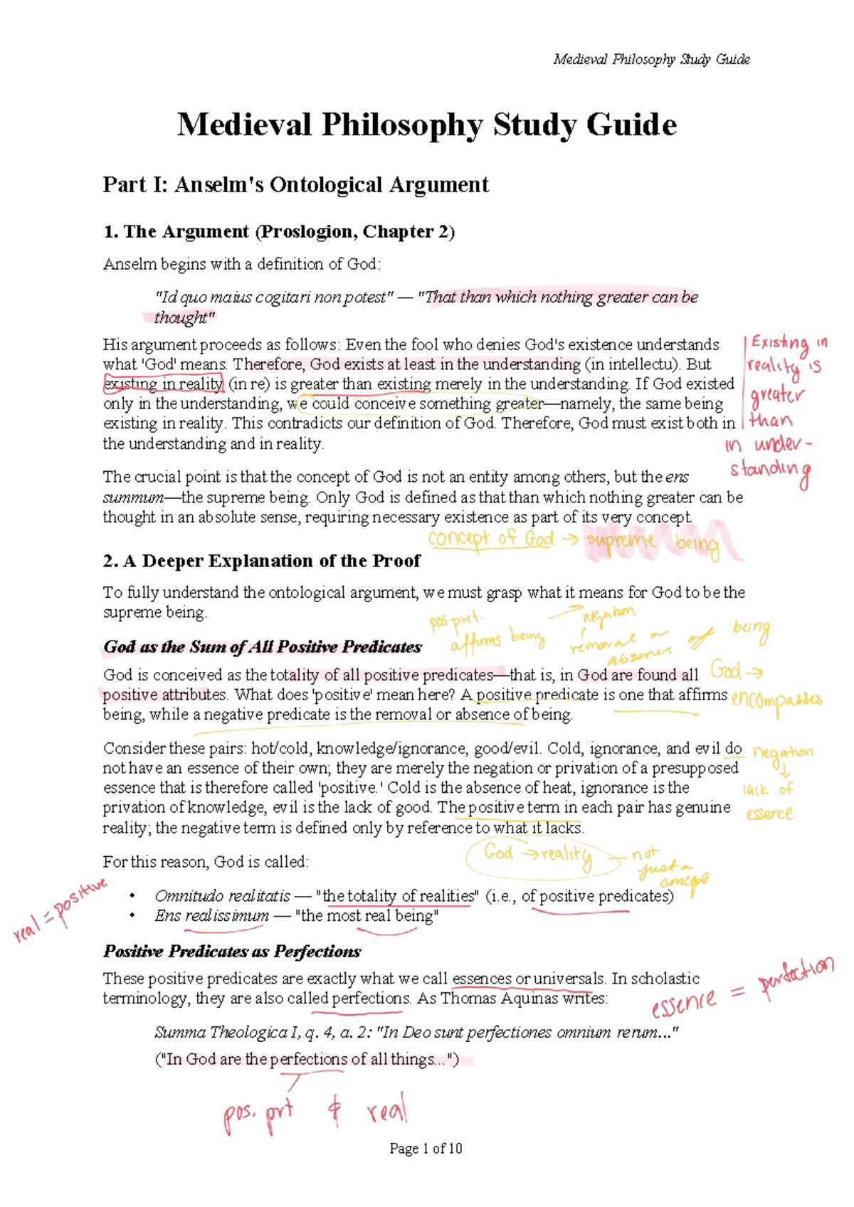 Medieval Philosophy Study Guide: Anselm and Aquinas - Studocu