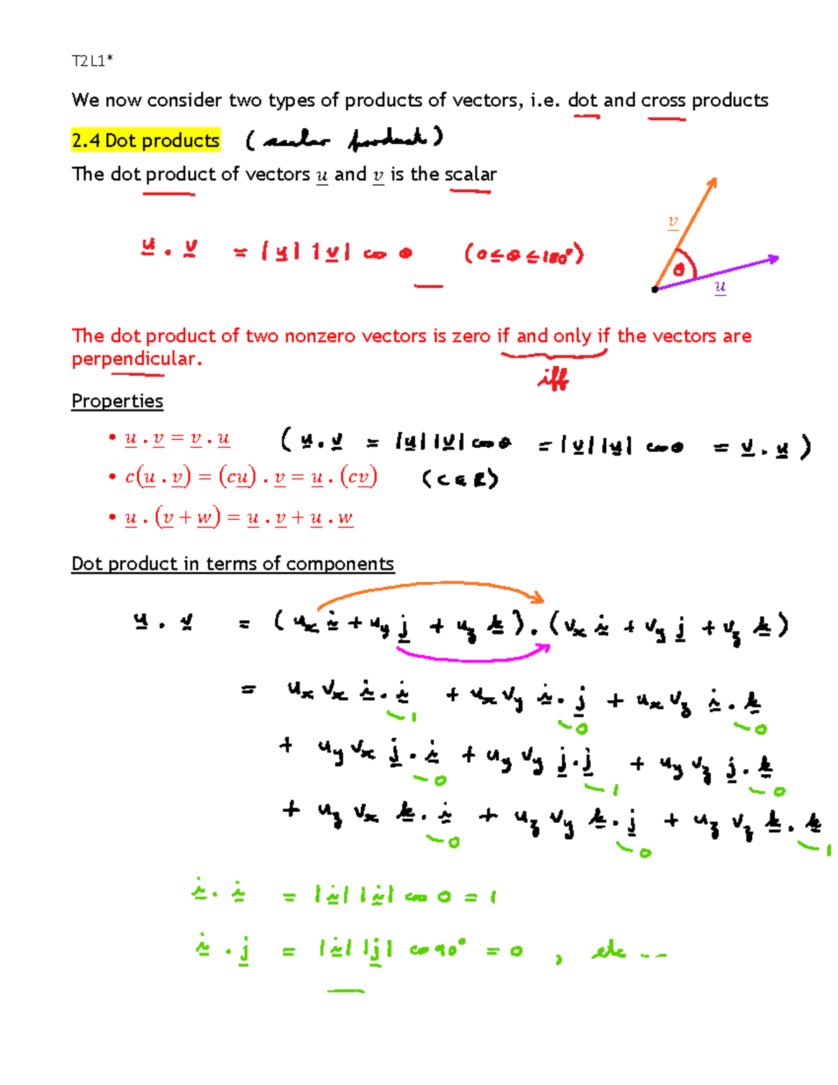 5. Week 8-Lecture notes with examples on Dot and Vector Products - 2 ...