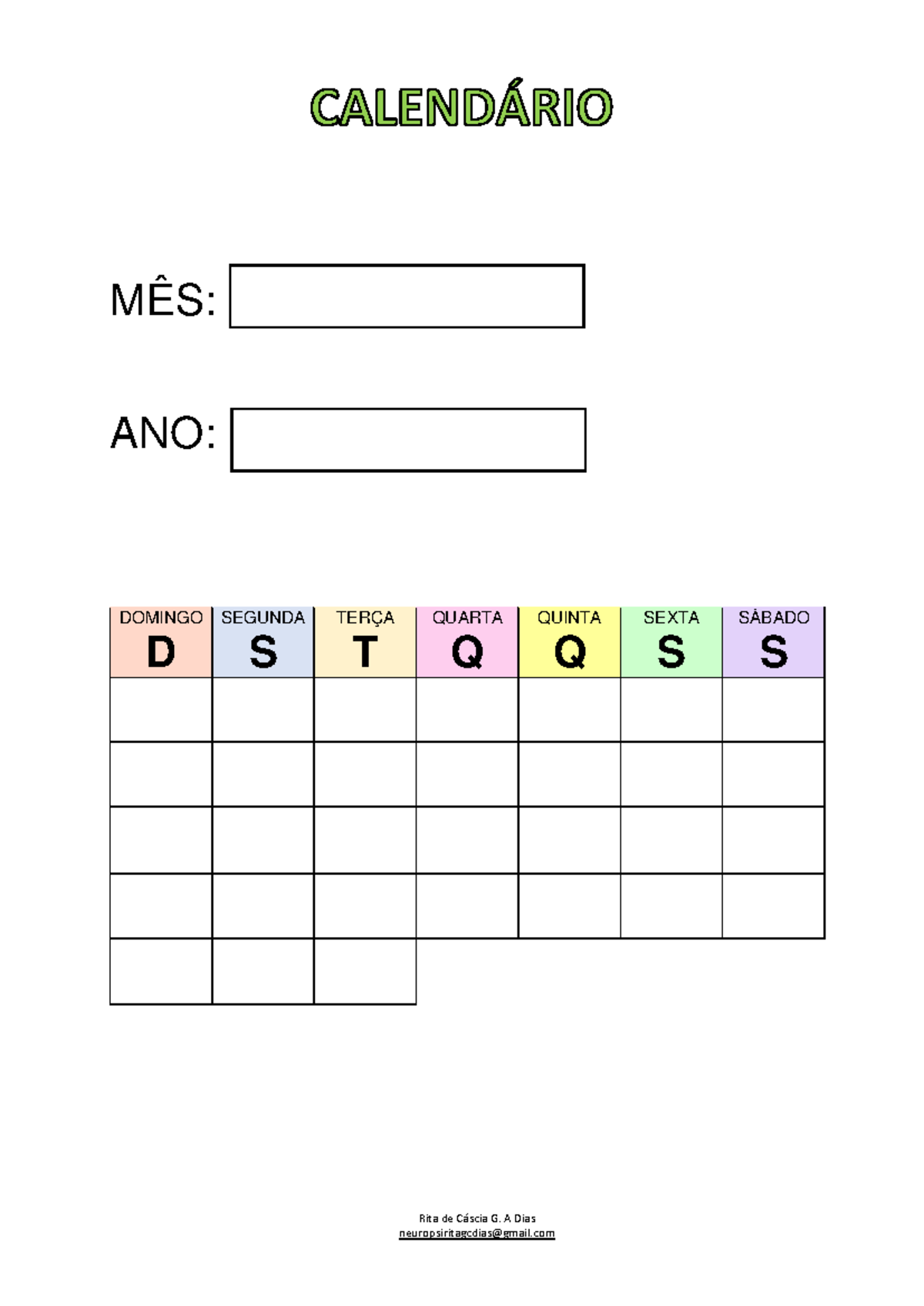 Calendário (PDF) - matematicas - Matemática - MÊS: ANO: DOMINGO D ...