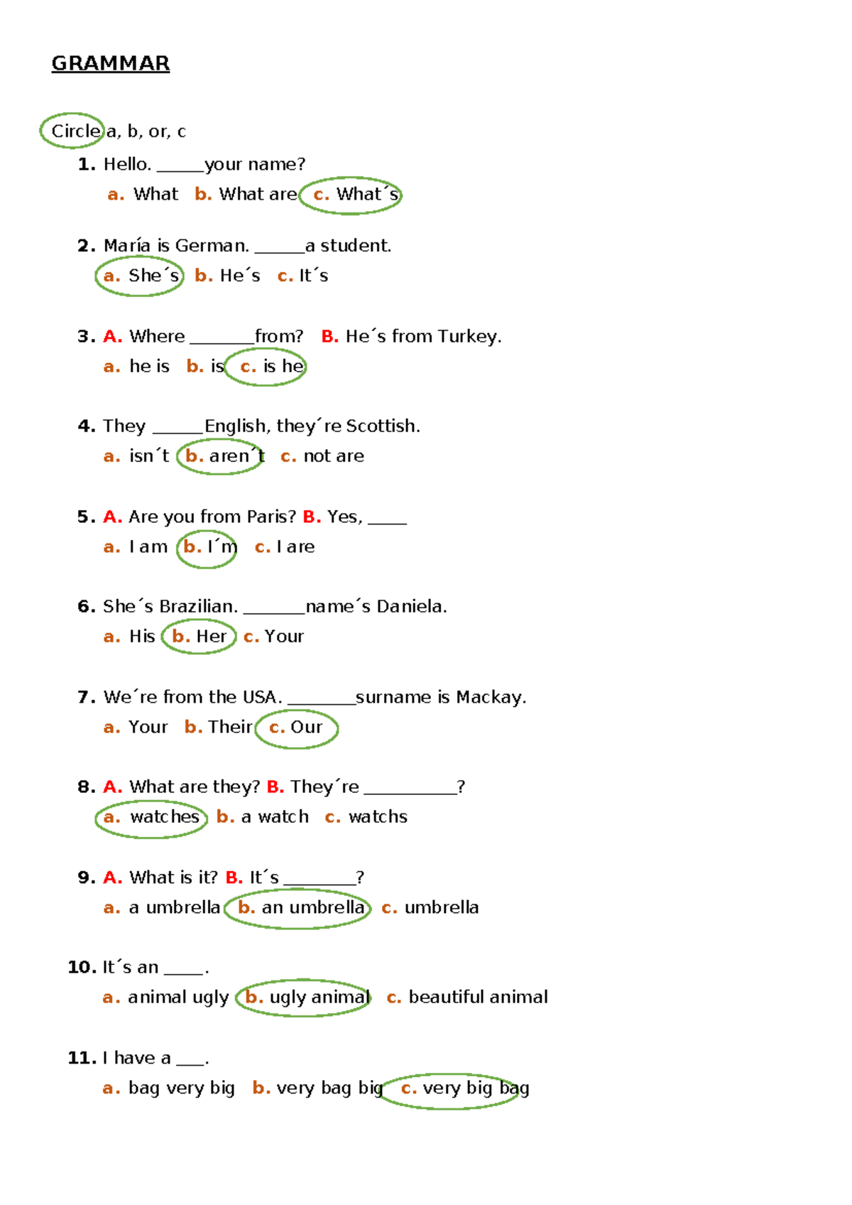 GRAMMAR Practice Questions and Vocabulary Exercises for ESL - Studocu