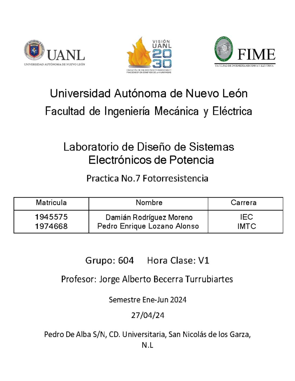 LDSEP Practica 7 - Universidad Autónoma de Nuevo León Facultad de ...