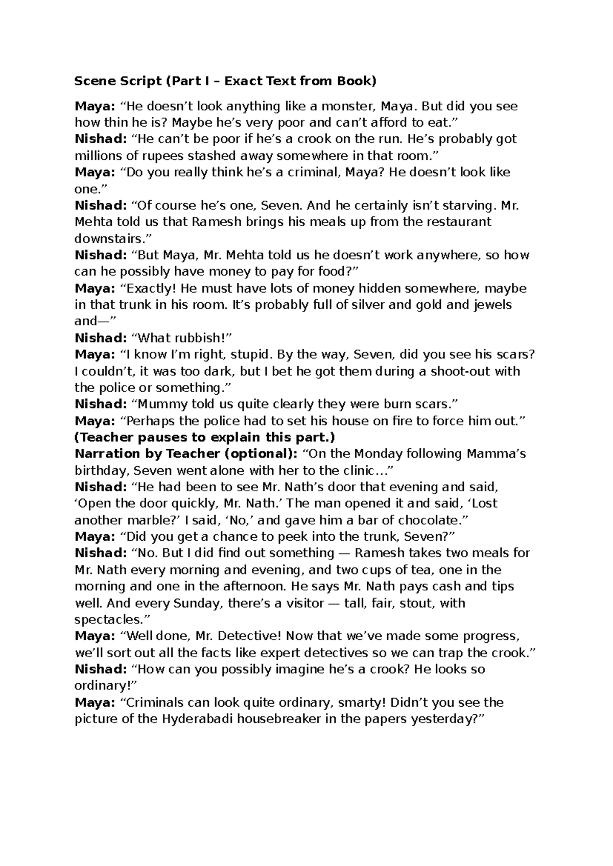 Maya and Nishad Scene Script Analysis (Part I) - Studocu