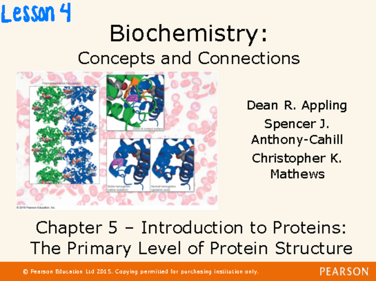 Biochem Chapter 5 - Biochemistry: Concepts and Connections Dean R ...