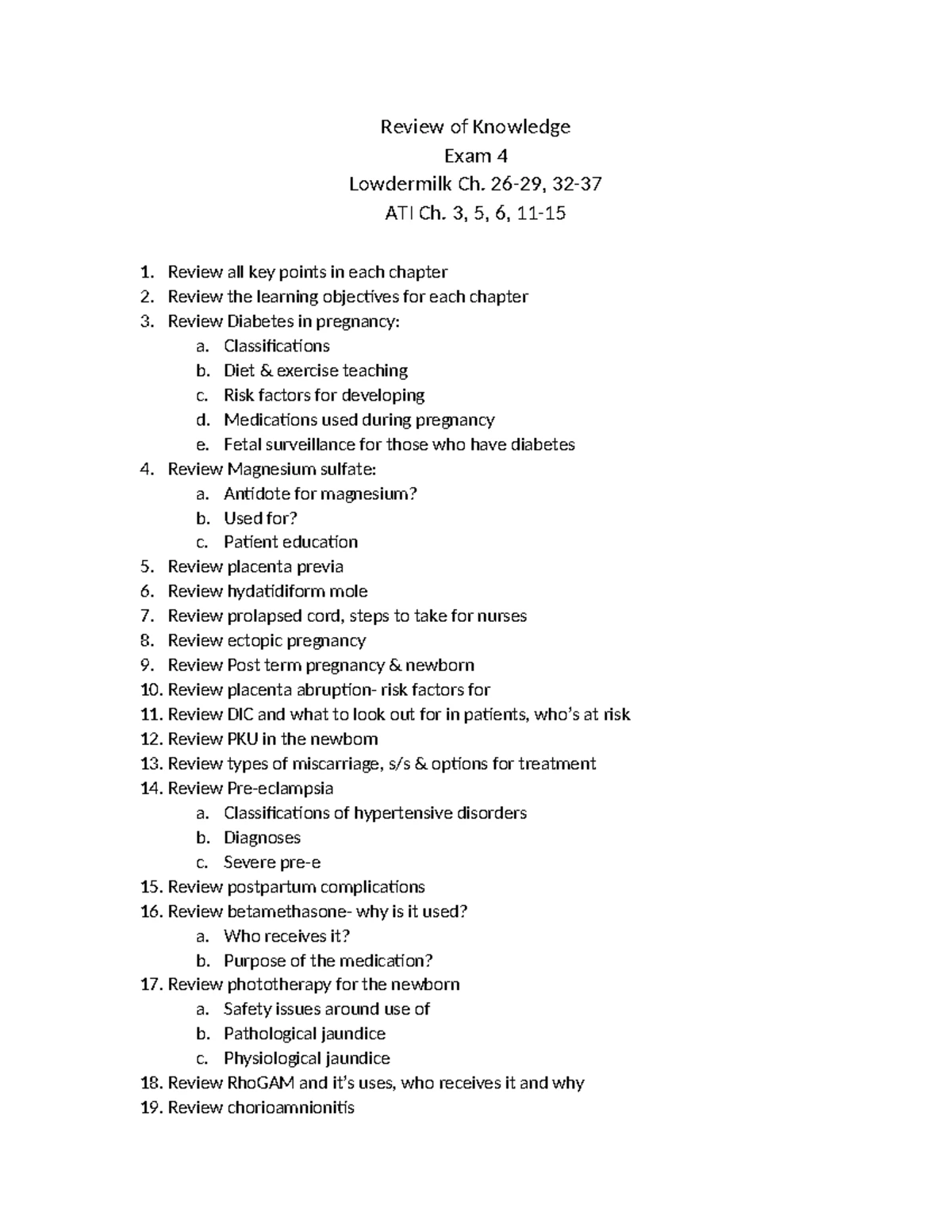 Exam 3 Study Guide: Key Concepts from Chapters 20, 49-55 - Studocu