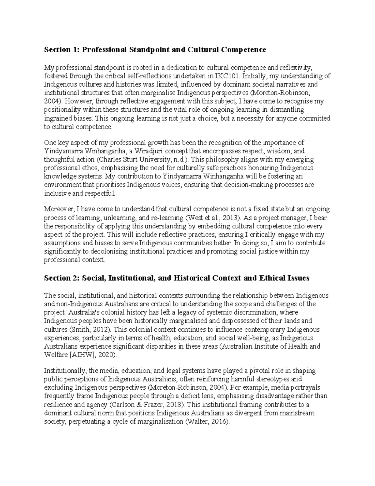 Cultural Competence and Ethical Engagement in IKC101 Project Management ...