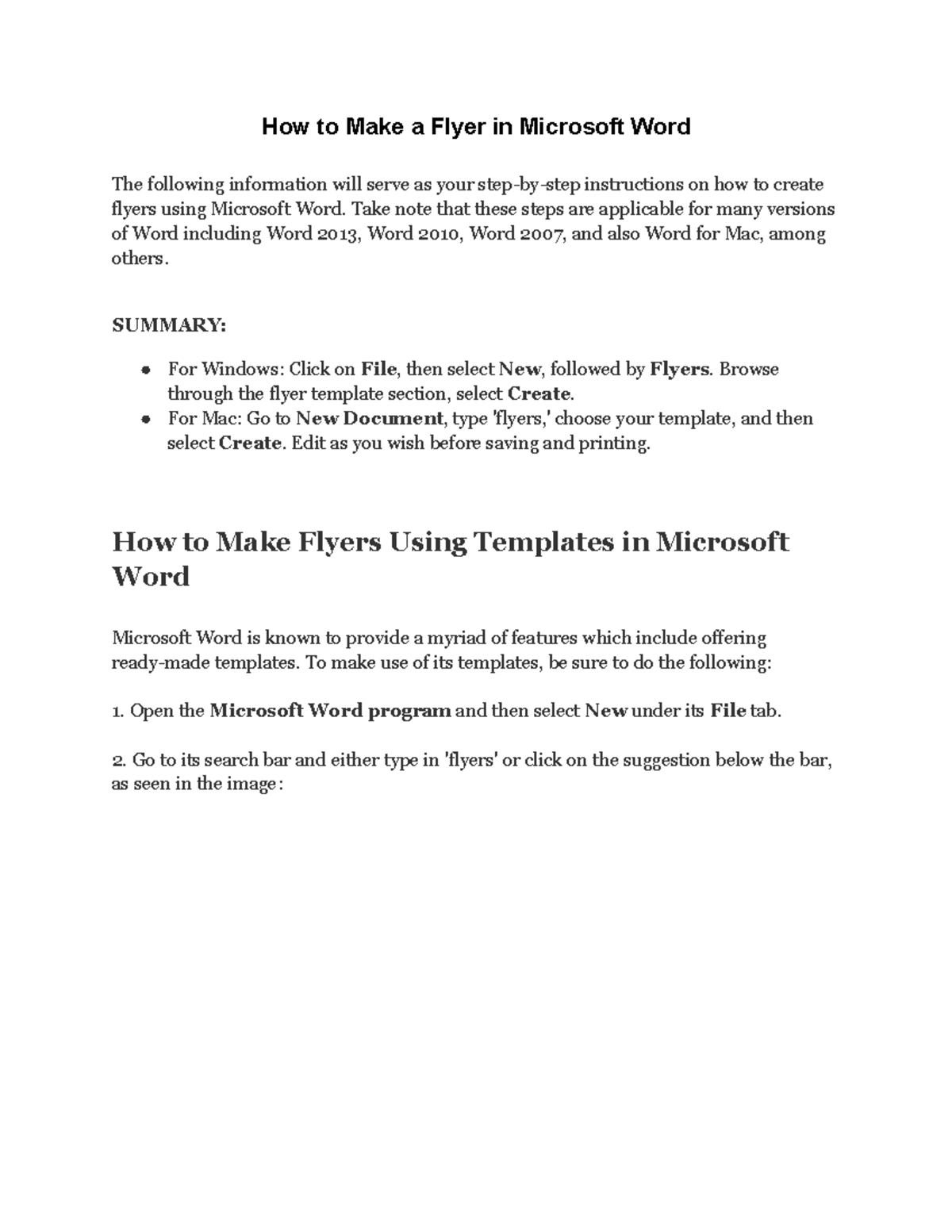 How To Create A Flyer Template In Word