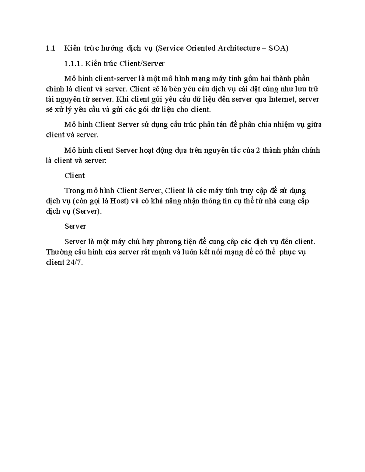 Chương 1: Kiến trúc Hướng Dịch Vụ (SOA) và Mô Hình Client/Server - Studocu