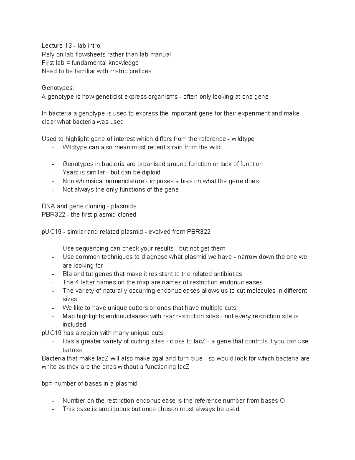 BIOL231 Lecture Notes: Weeks 8-10 on Gene Regulation and Bacterial ...
