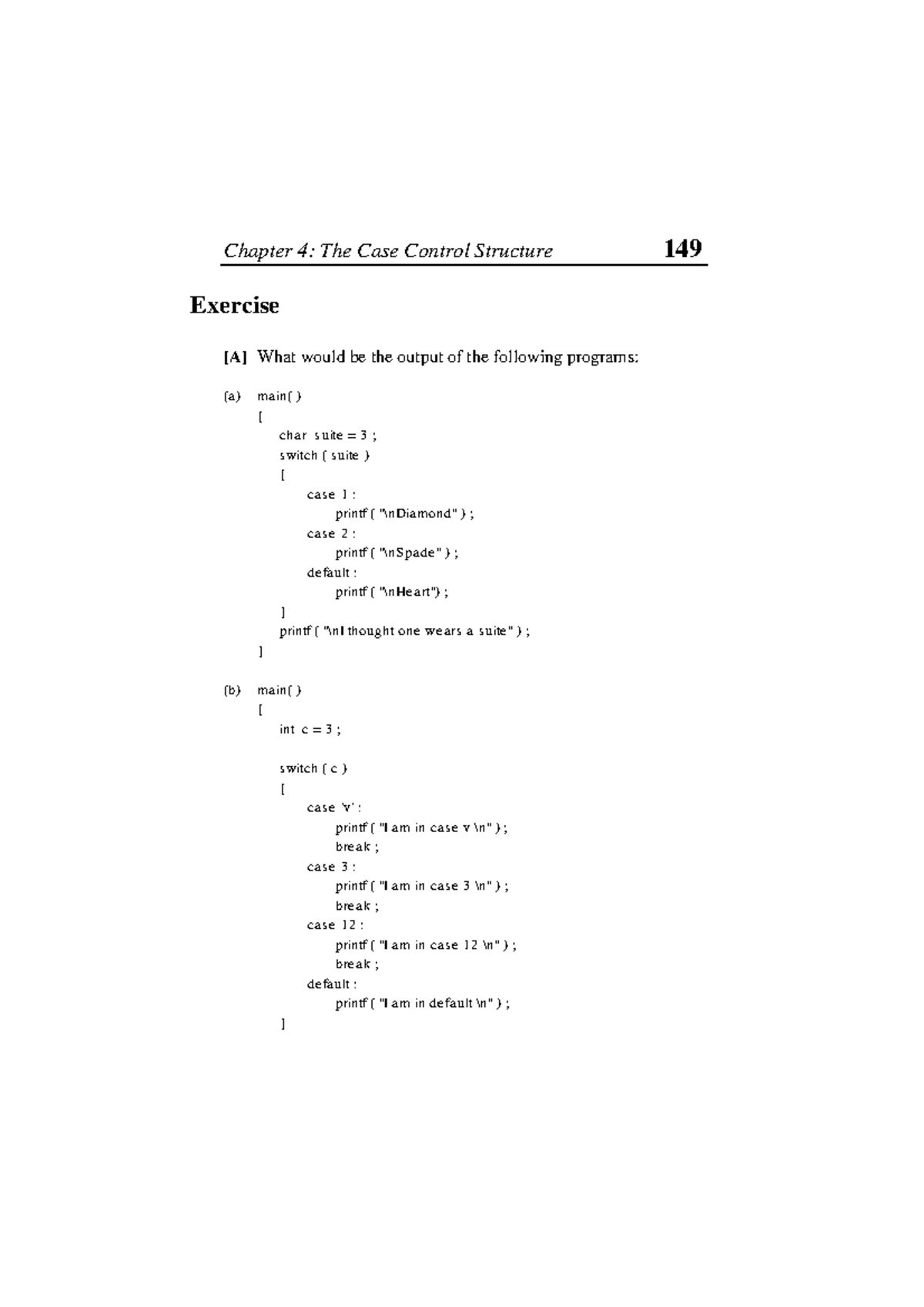 Ch-04 C Programming: Case Control Structure Exercises - Studocu