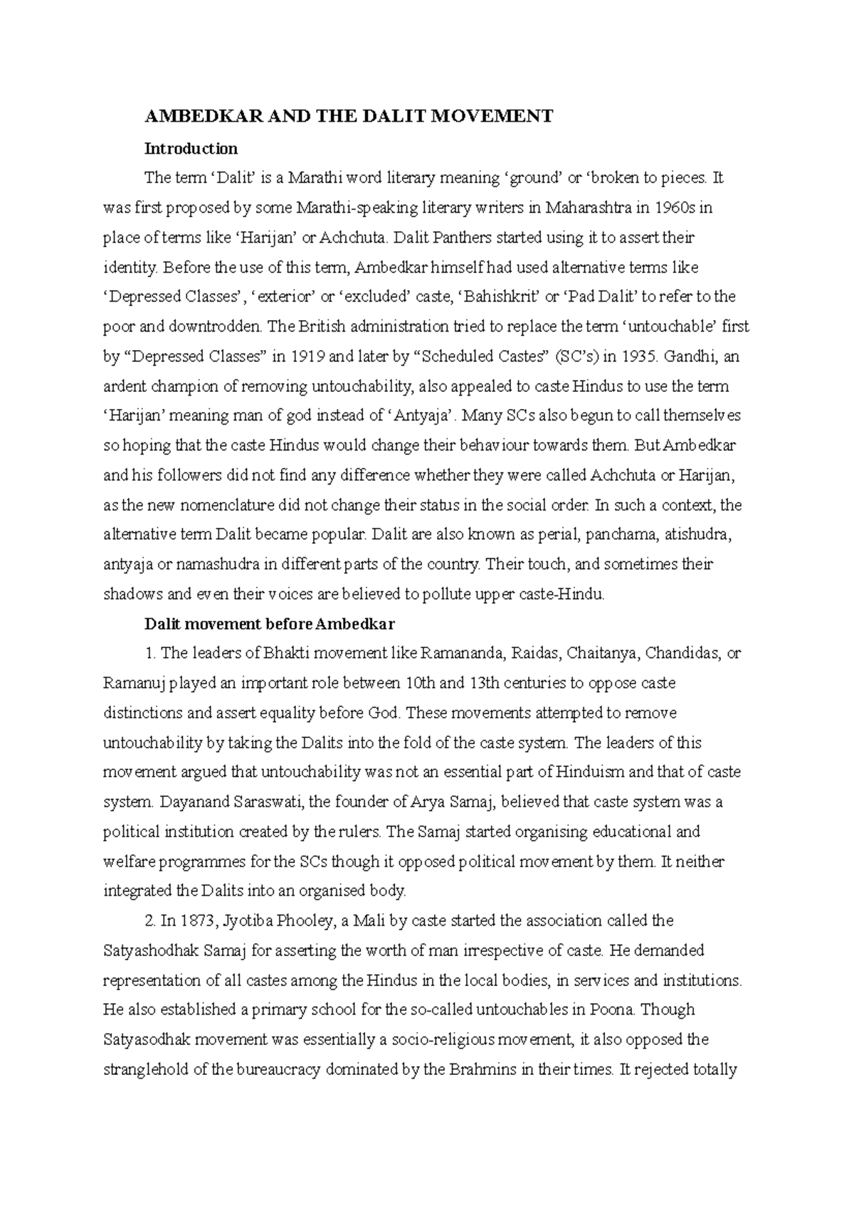 Ambedkar's Influence on the Dalit Movement in India's Freedom Struggle ...