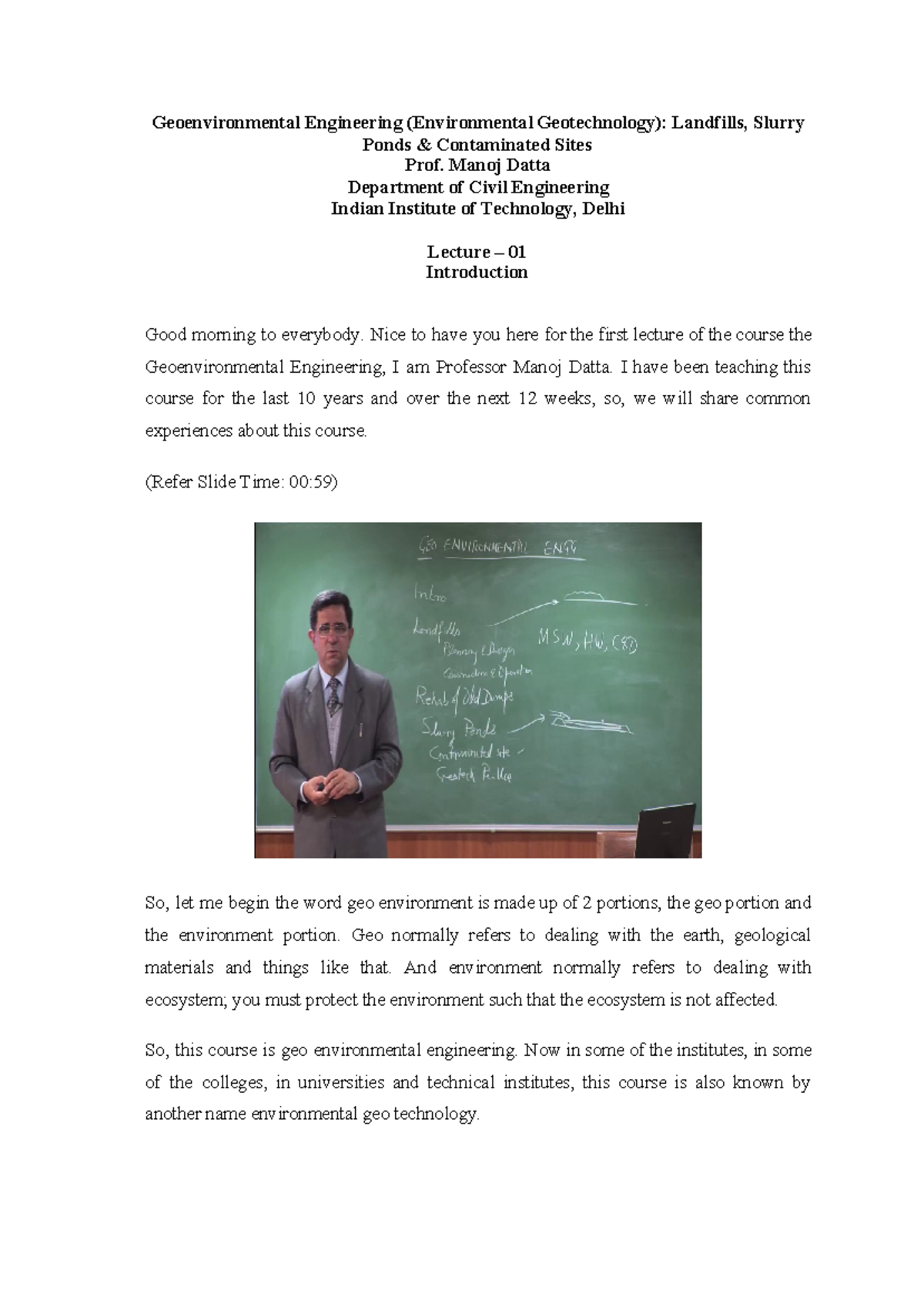 Lec1 - Geoenvironmental Engineering: Introduction to Soil Mechanics ...