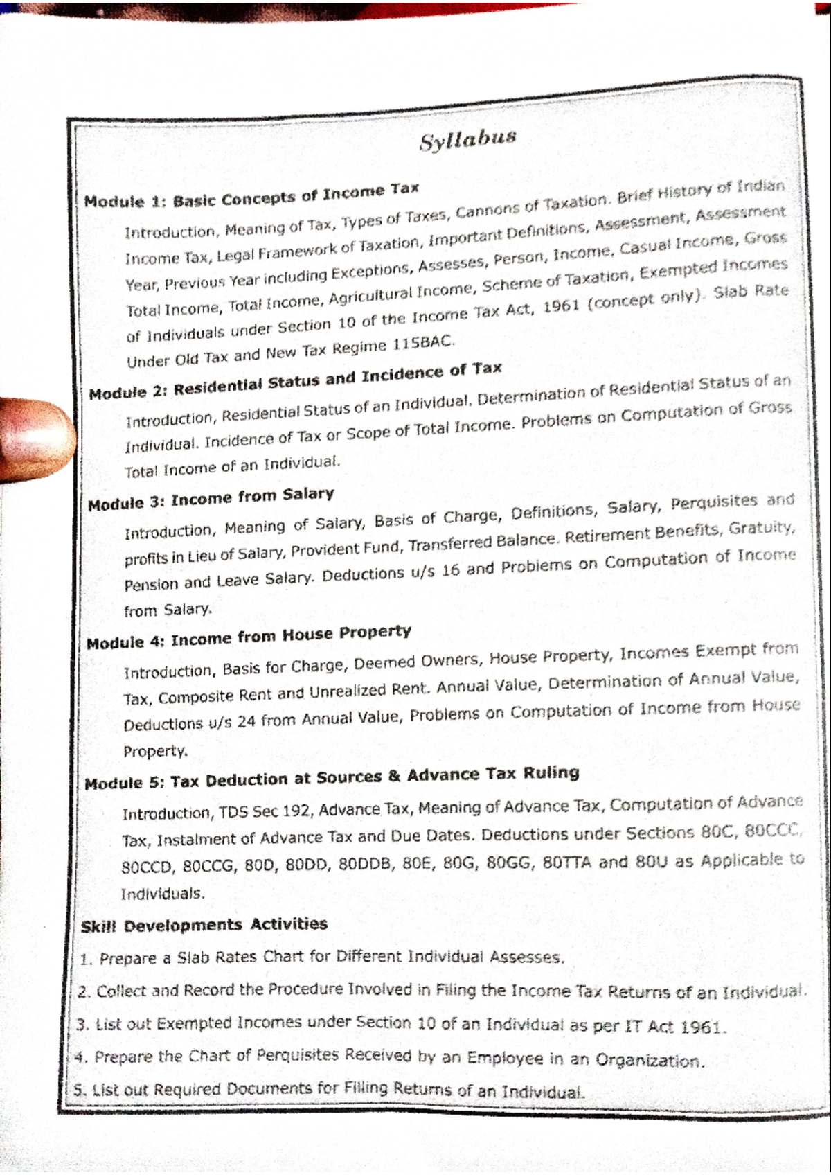 Income tax chpter 1 - It chapter - Syllabus Module of Income Tax 1 ...