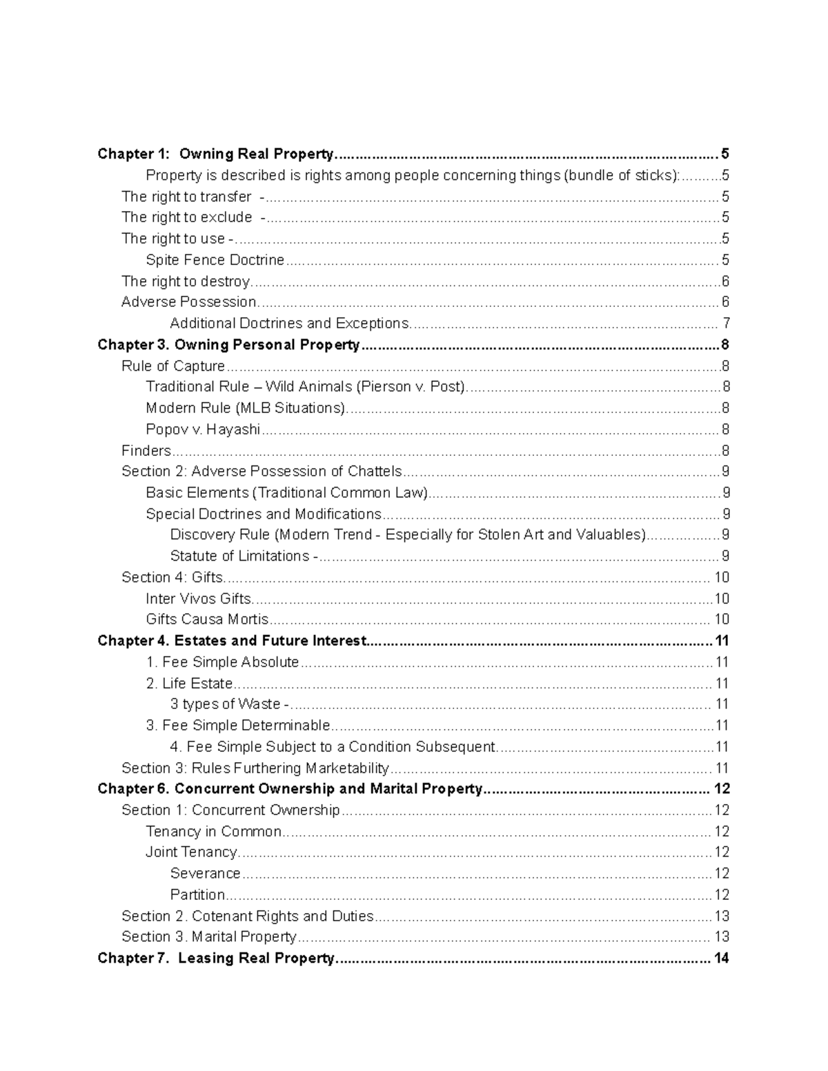 Property Law Overview: Key Concepts and Doctrines (Course Code: LAW 101 ...