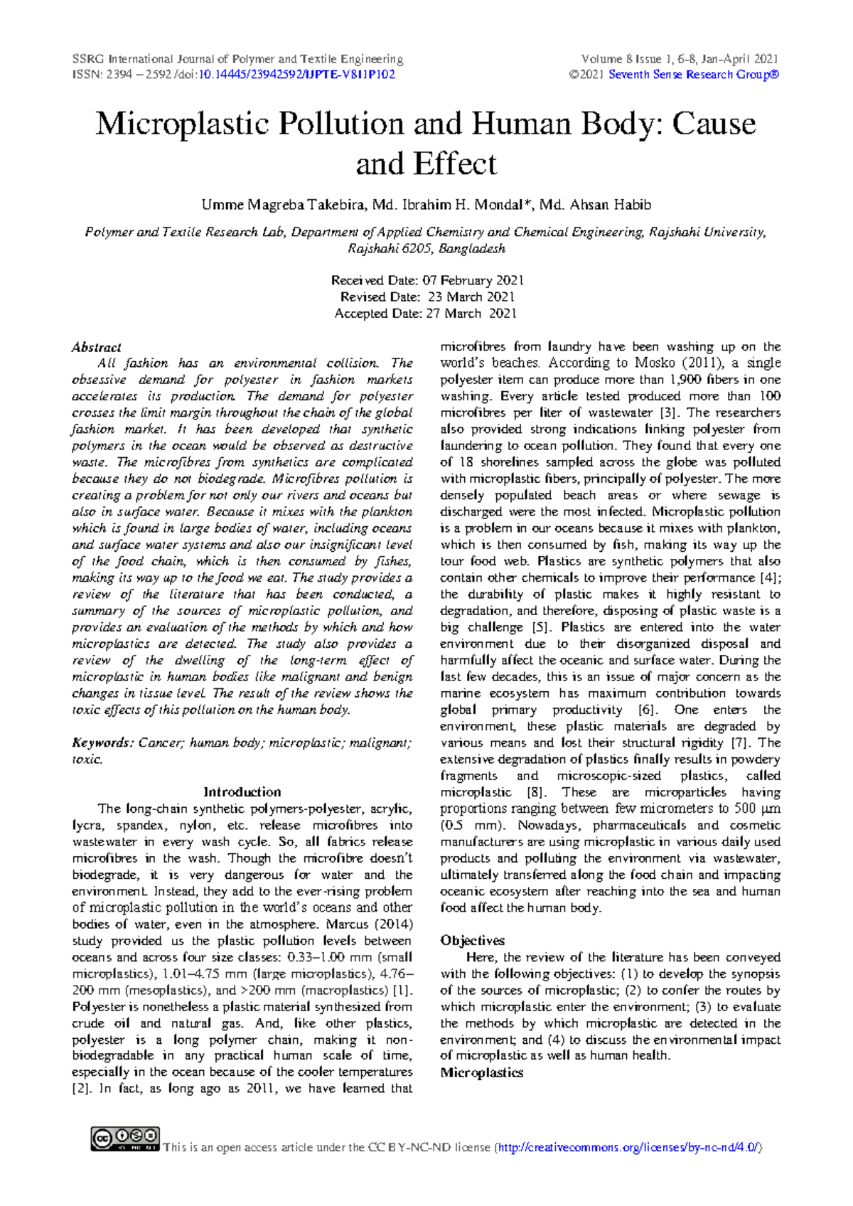 Microplastic Pollution and Its Impact on Human Health: A Review IJPTE 8 ...