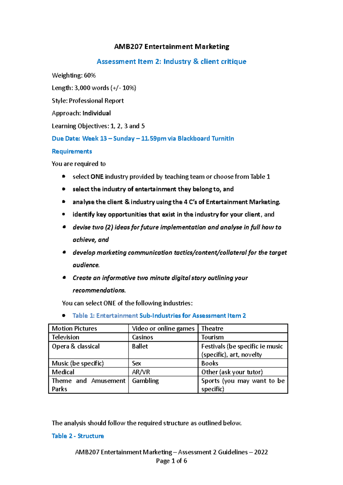 AMB207 2022 A2 Critique - AMB207 Entertainment Marketing Assessment ...