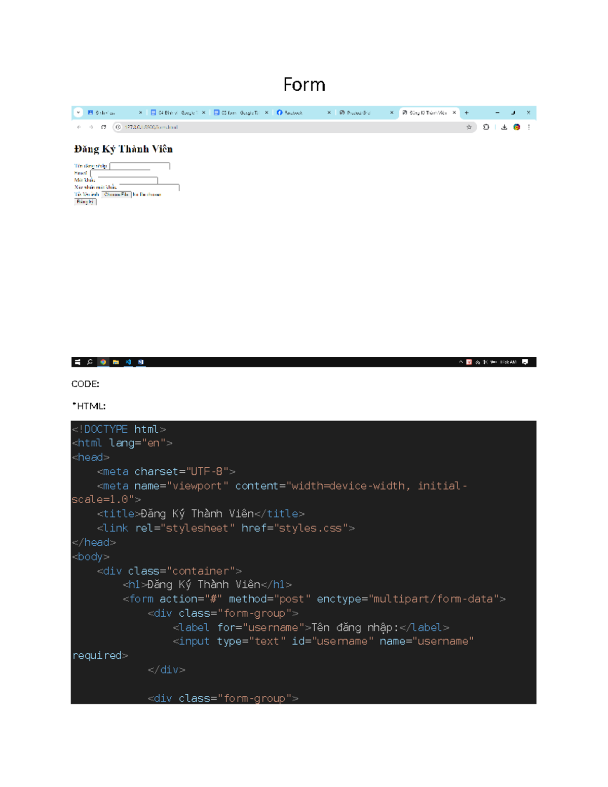 22111062215 Trần Hiếu Nghĩa Form - Form CODE: *HTML: