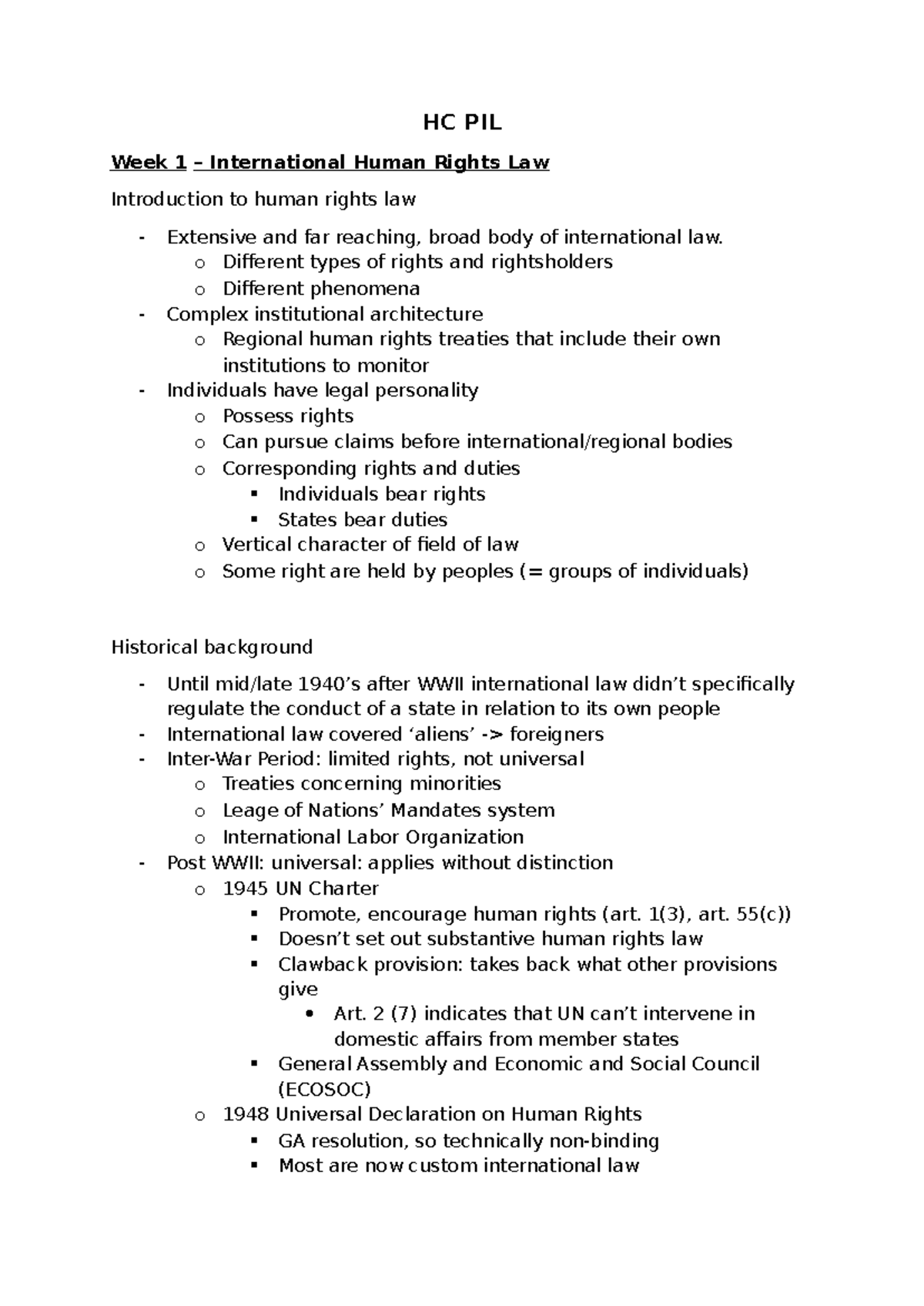 HC PIL - Comprehensive Lecture Notes on International Human Rights Law ...
