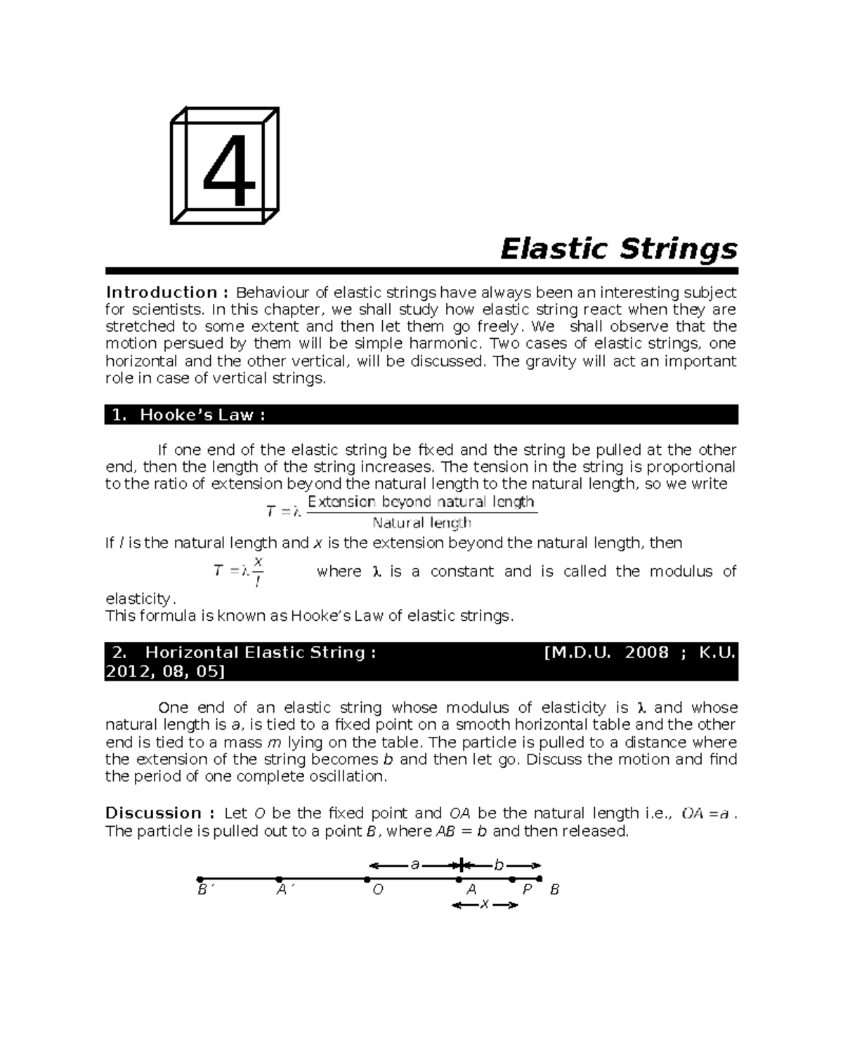 Chapter 4: Elastic Strings - Understanding Simple Harmonic Motion - Studocu
