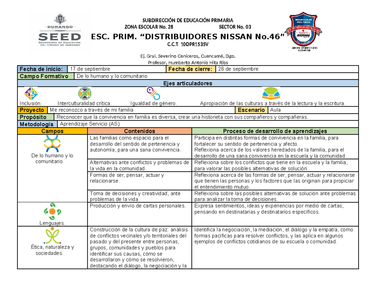 Proyecto Educativo: Me Reconozco a Través de mi Familia - C.C ...