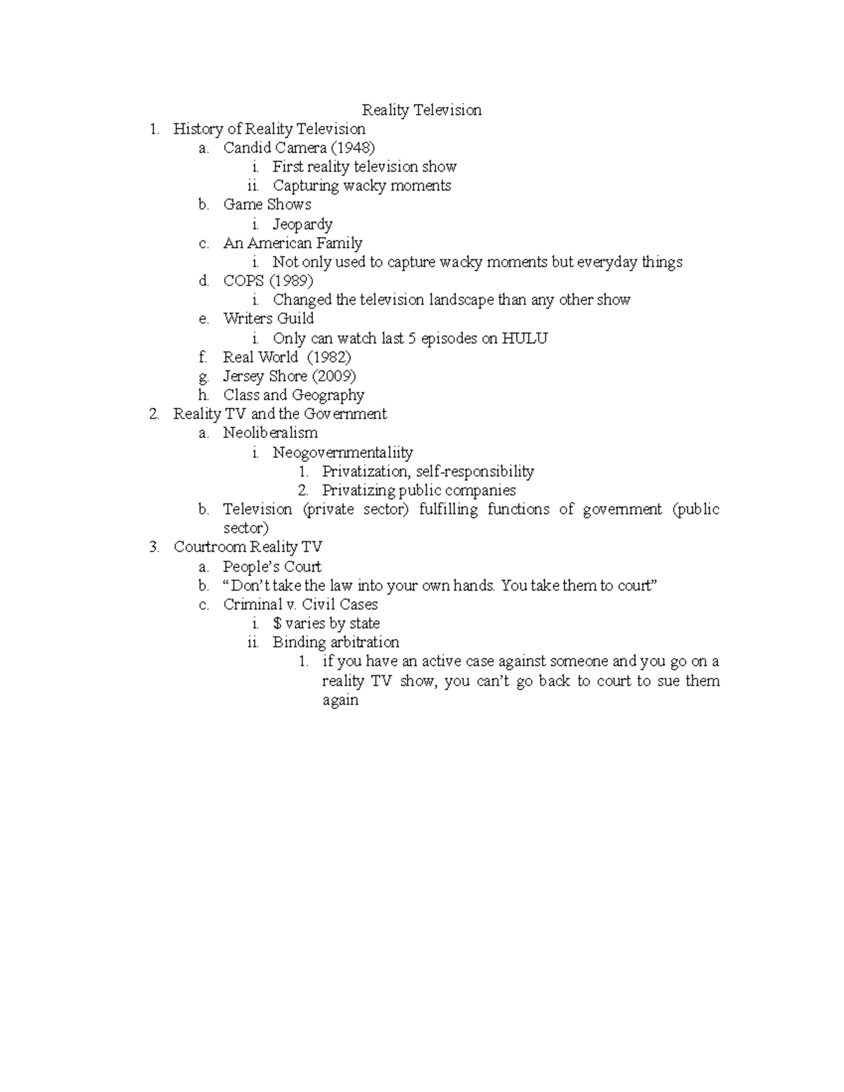 Reality Television - lecture - Reality Television History of Reality ...