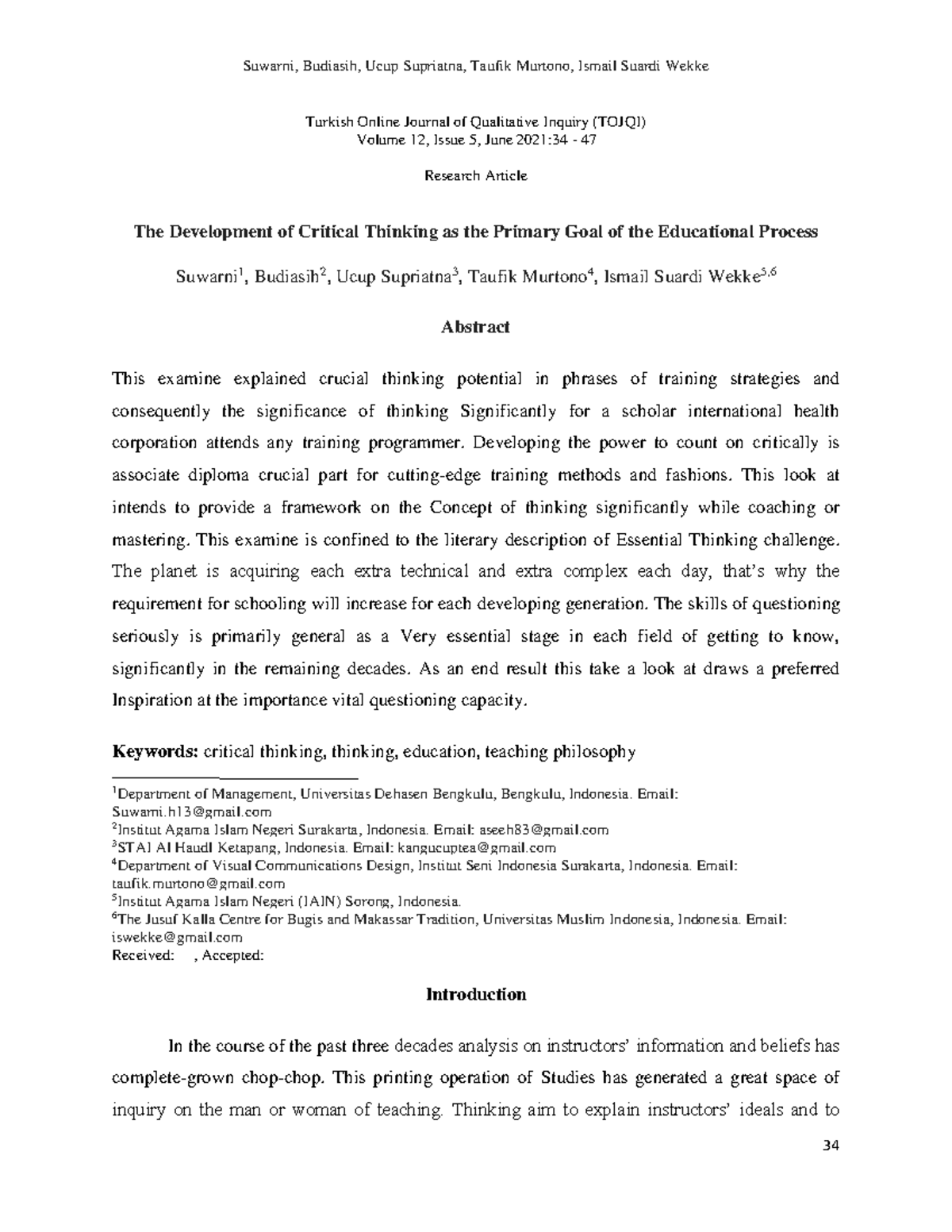 The Development of Critical Thinking in Education: Insights and ...