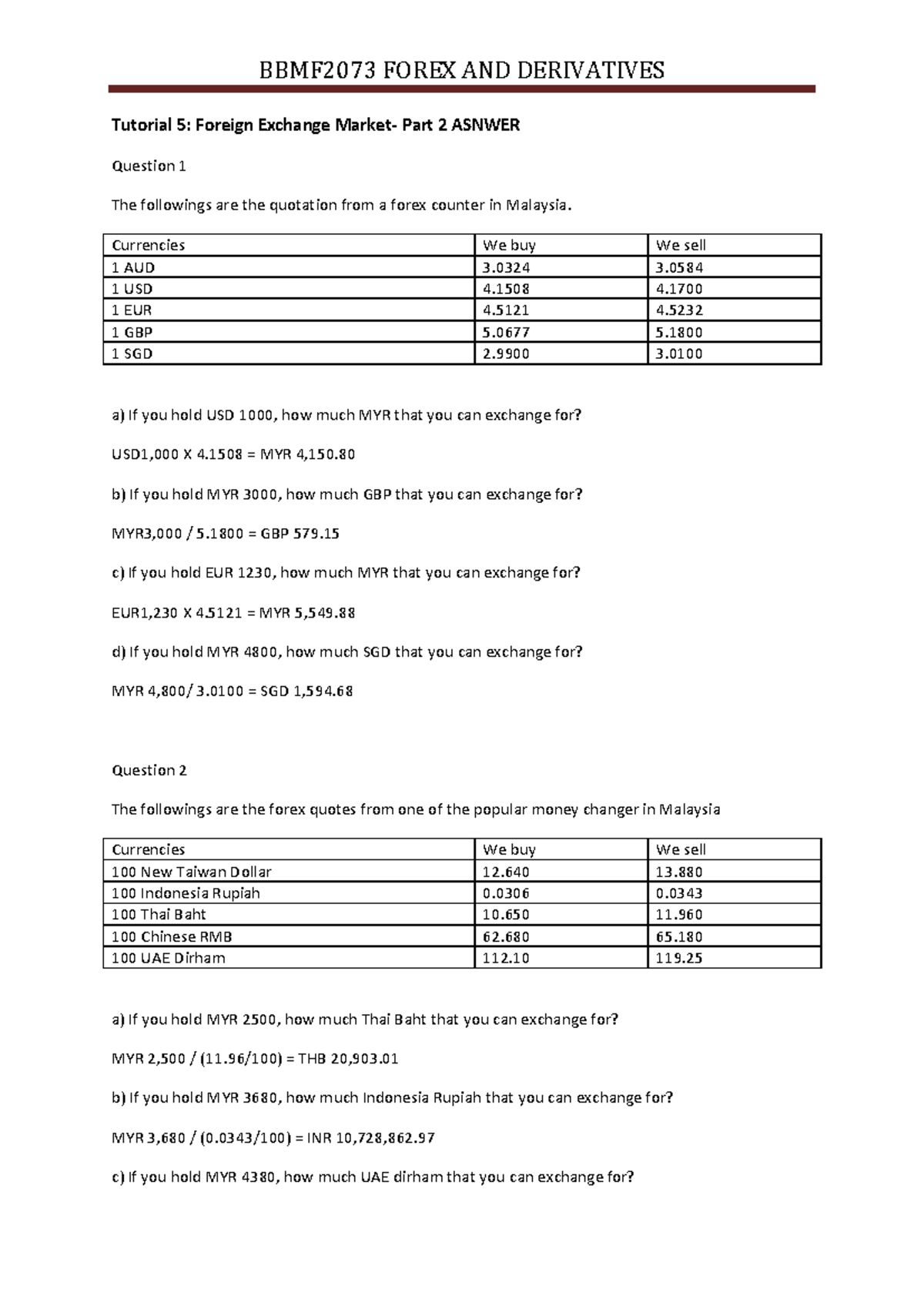 T5 - Foreign Exchange Market Part 2: Solutions and Analysis - Studocu
