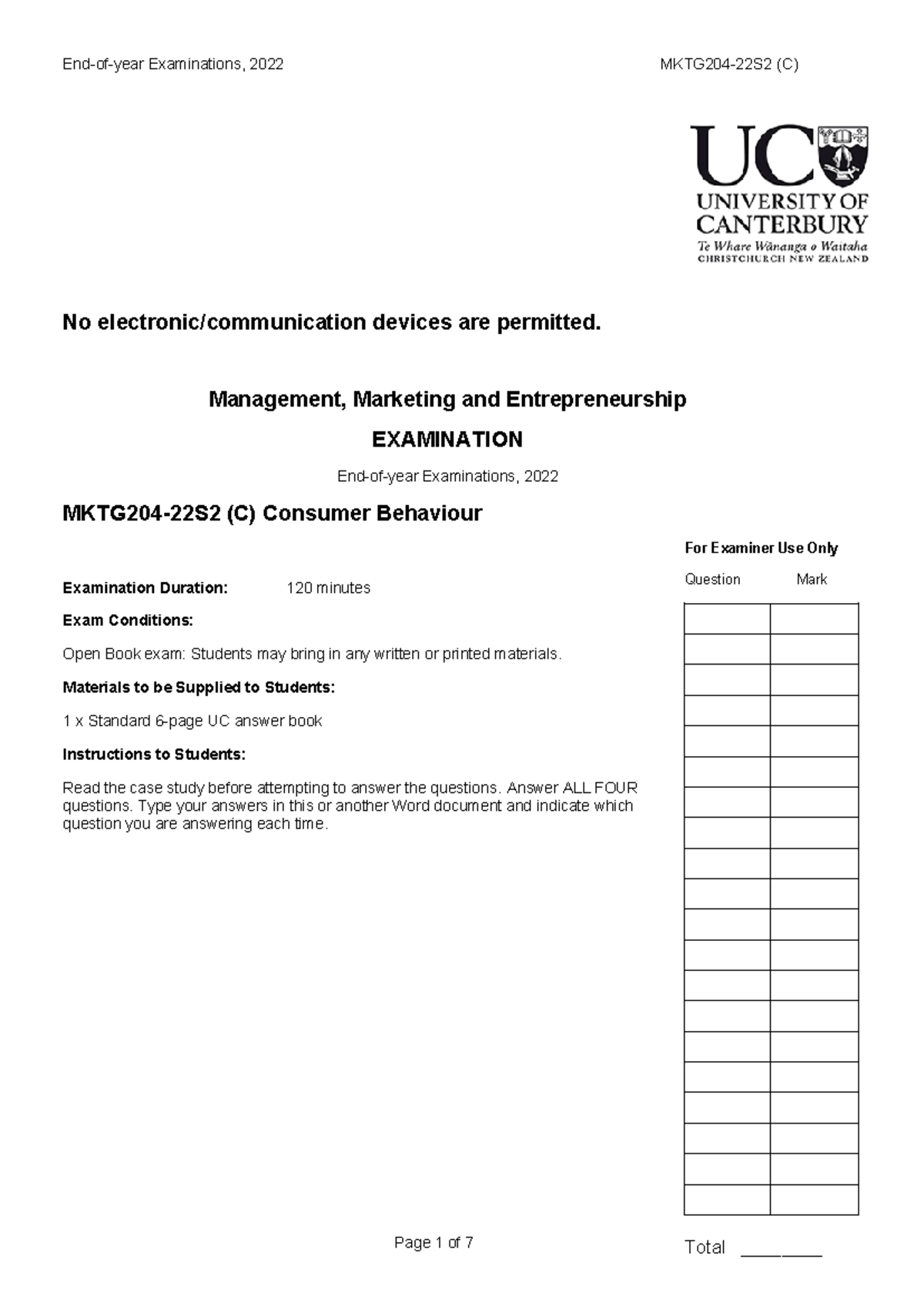 MKTG204 Final Exam: Consumer Behaviour Insights and Case Study Analysis ...