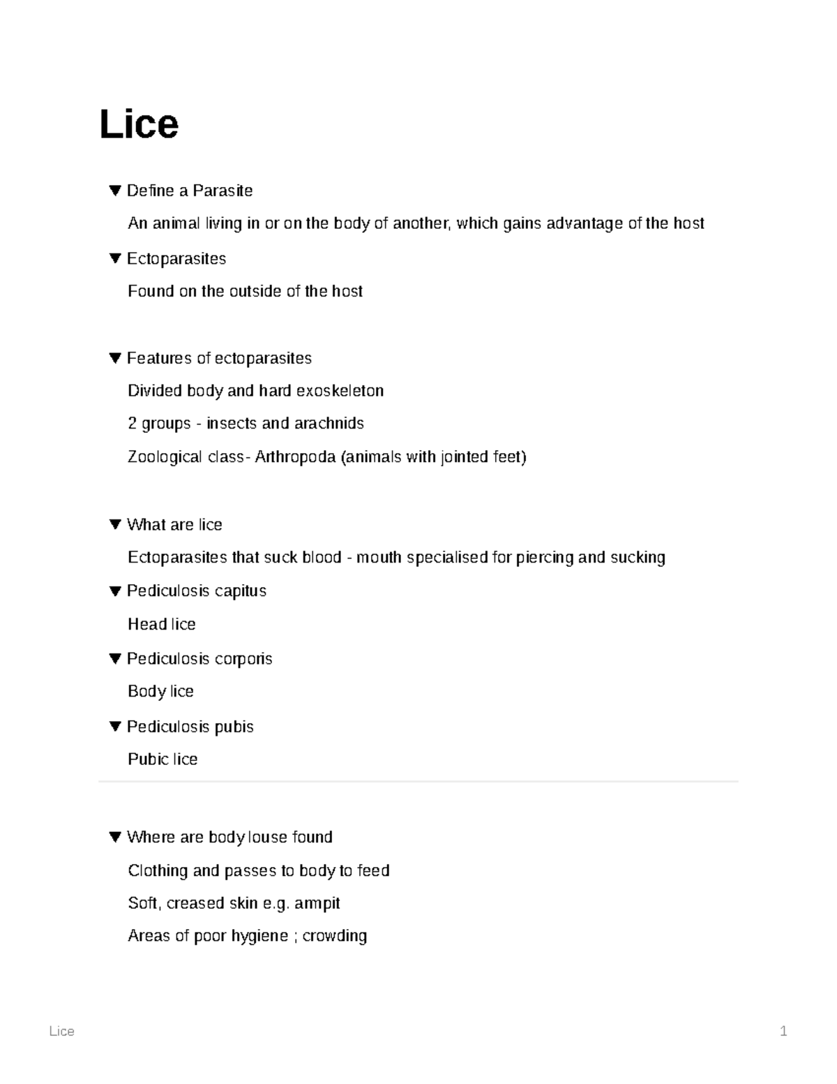 Lice - PARASITOLOGY PART 1 - Lice Define a Parasite An animal living in ...